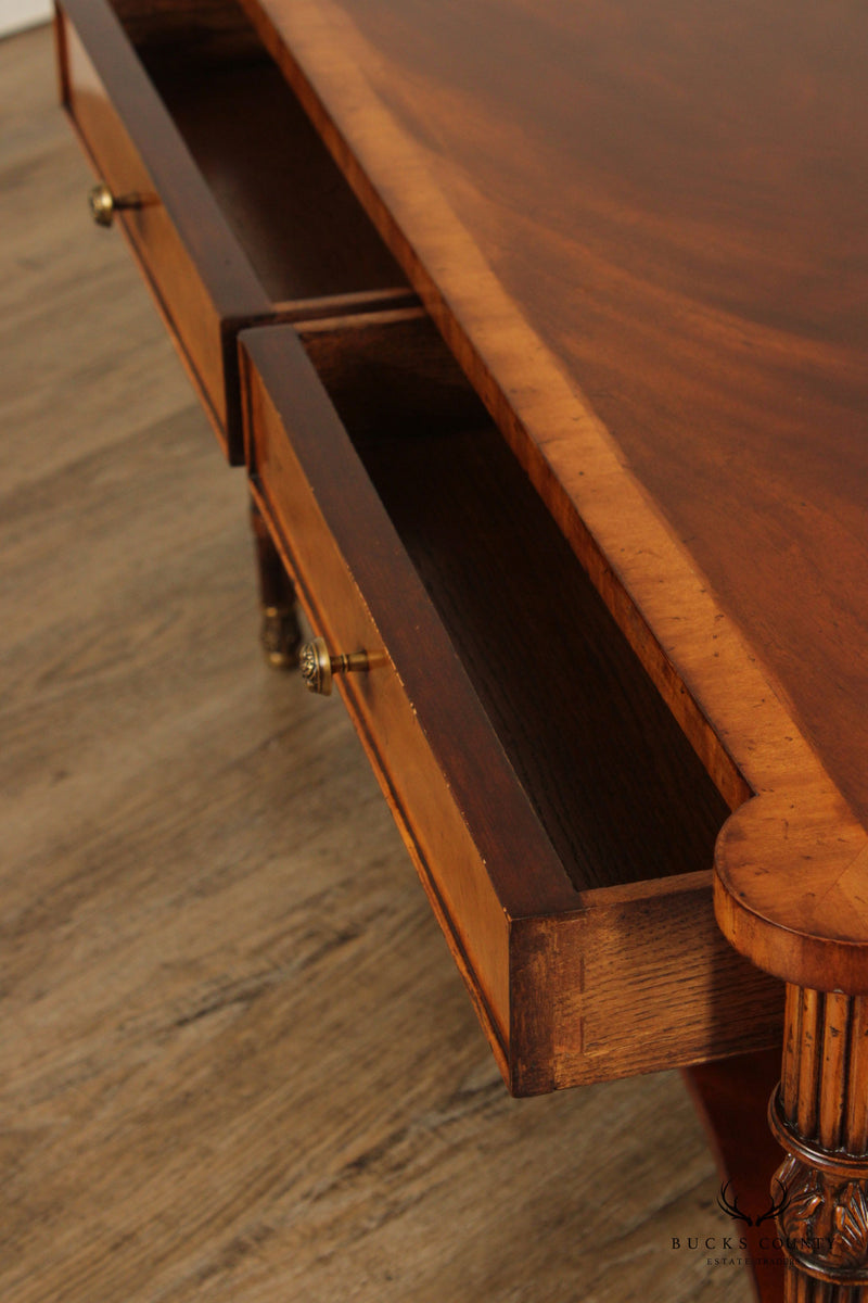 Quality Flame Mahogany Cocktail Table with Four Drawers