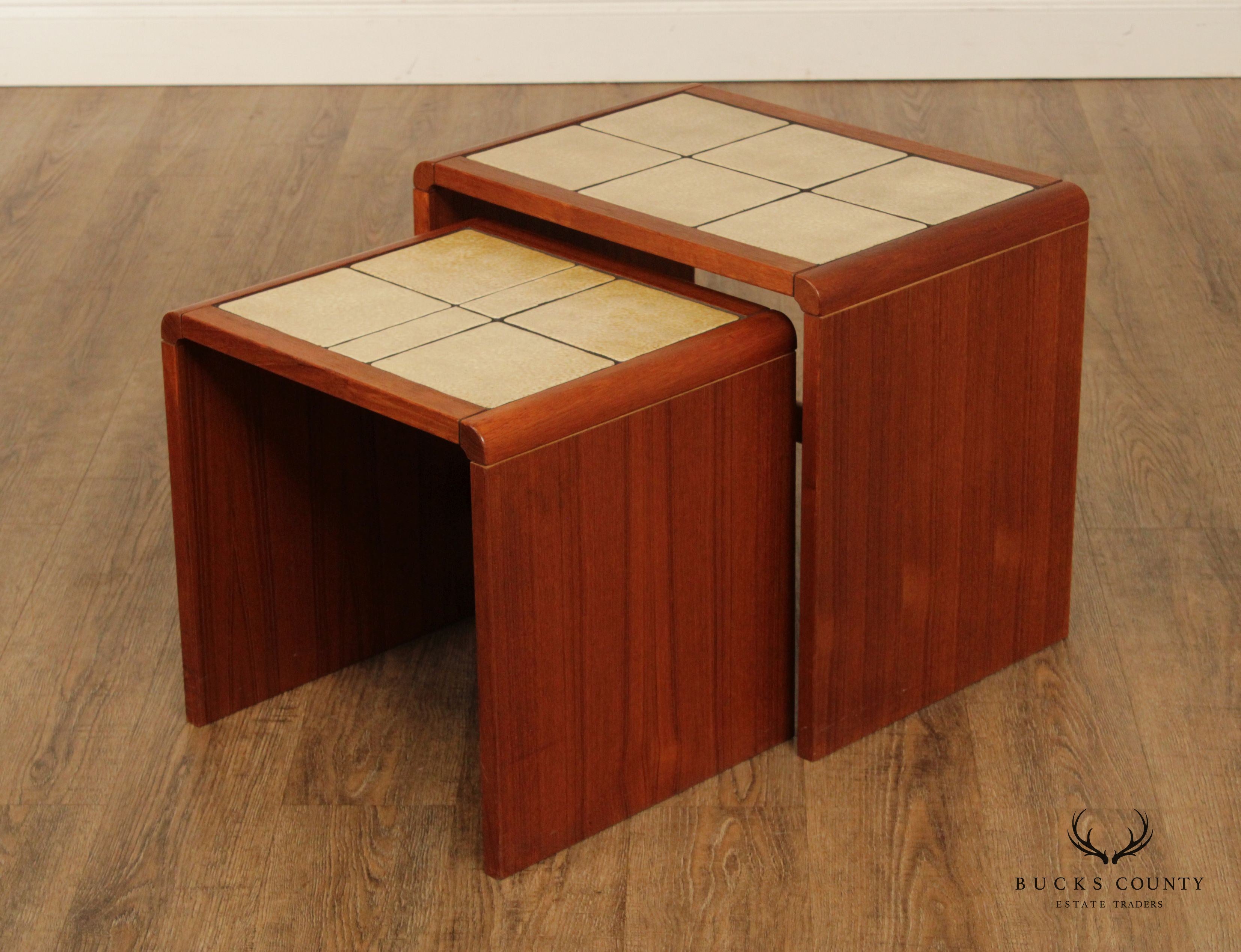 Mid Century Danish Modern Pair of Teak Nesting Tables