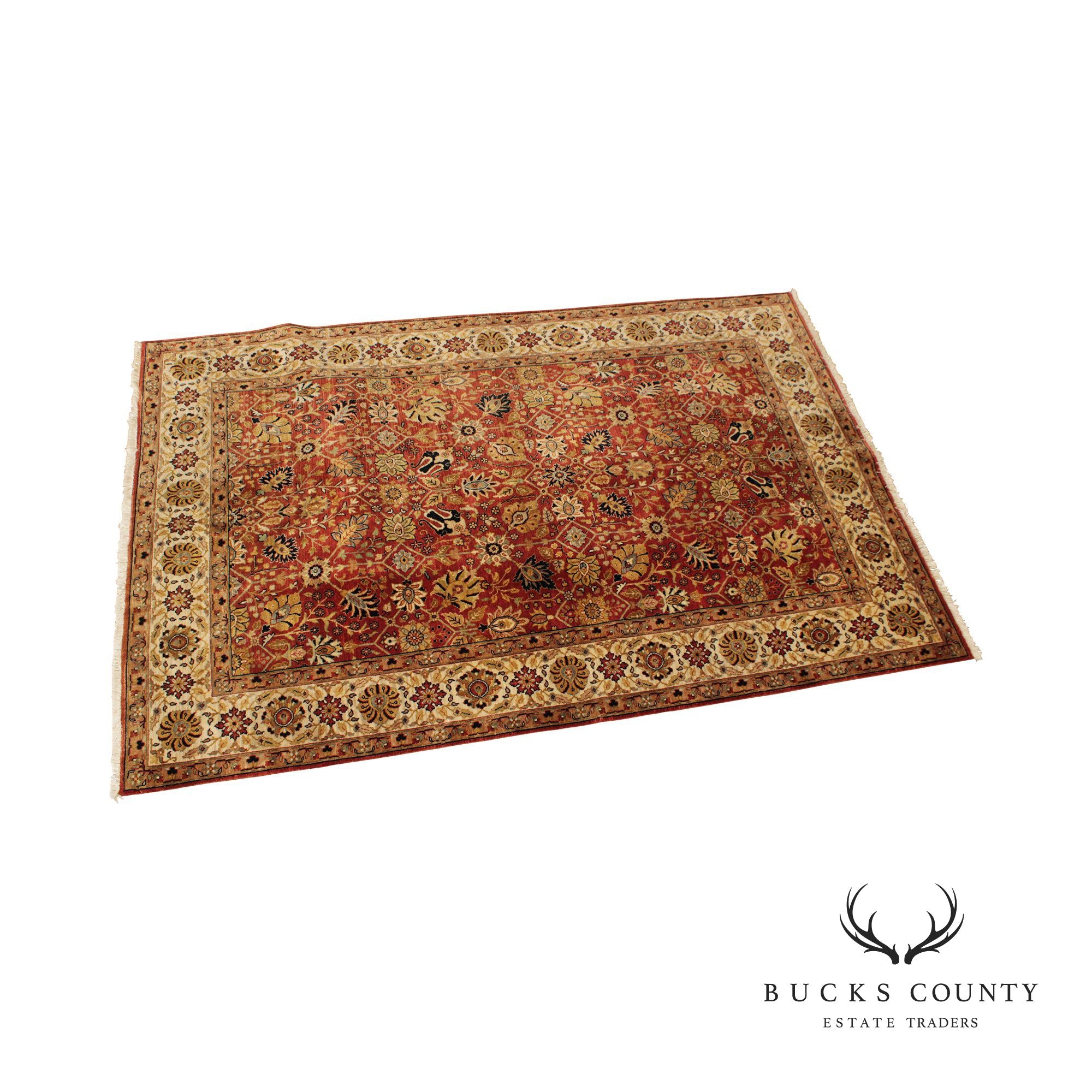 Hand Knotted Indian Wool Area Rug 6'X9'