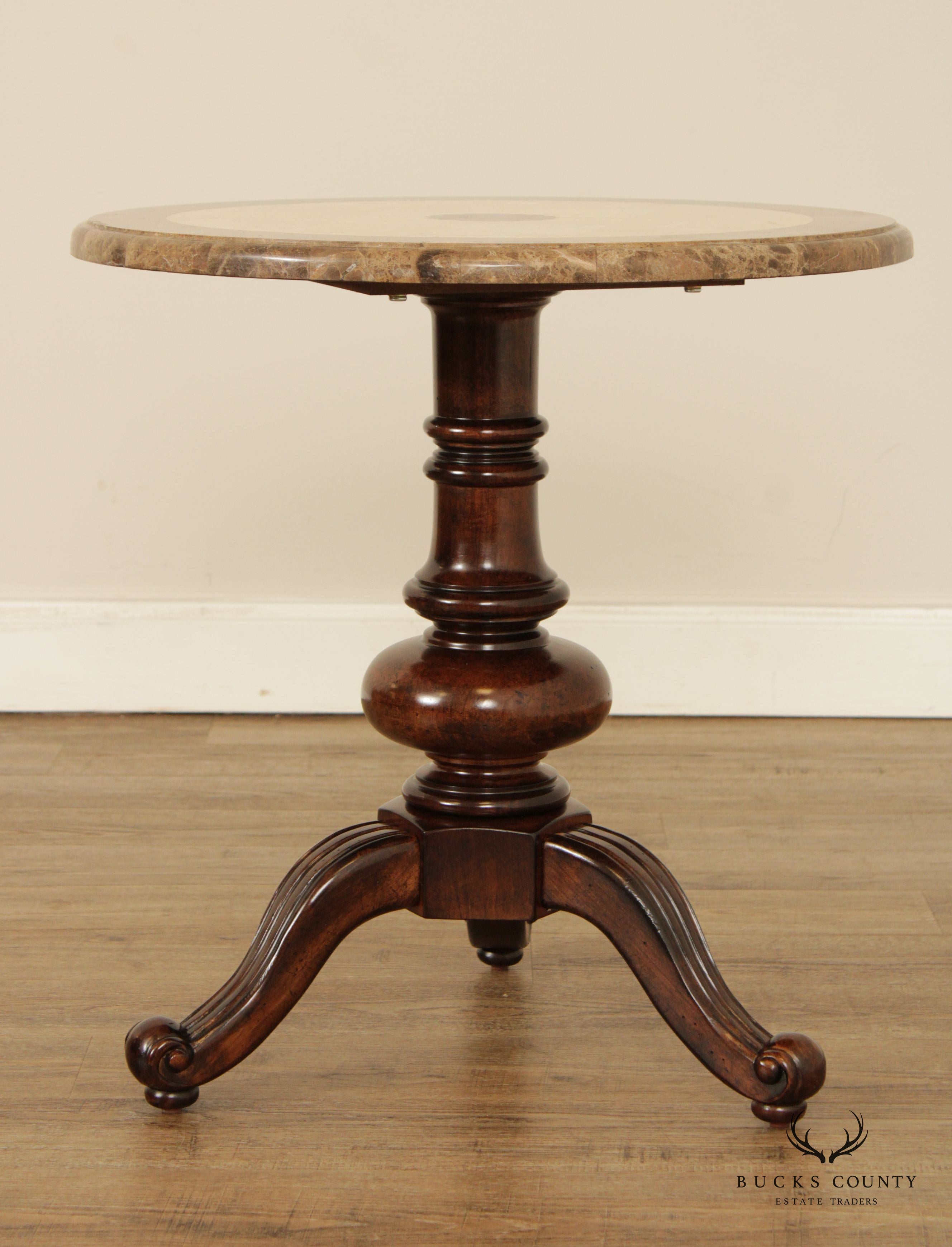 Italian Regency Style Marble Top Pedestal Side Table