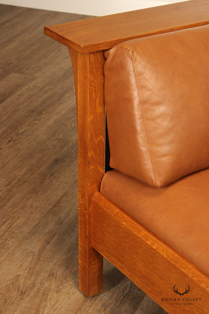 Stickley Mission Collection Oak Spindle Prairie Settle Loveseat