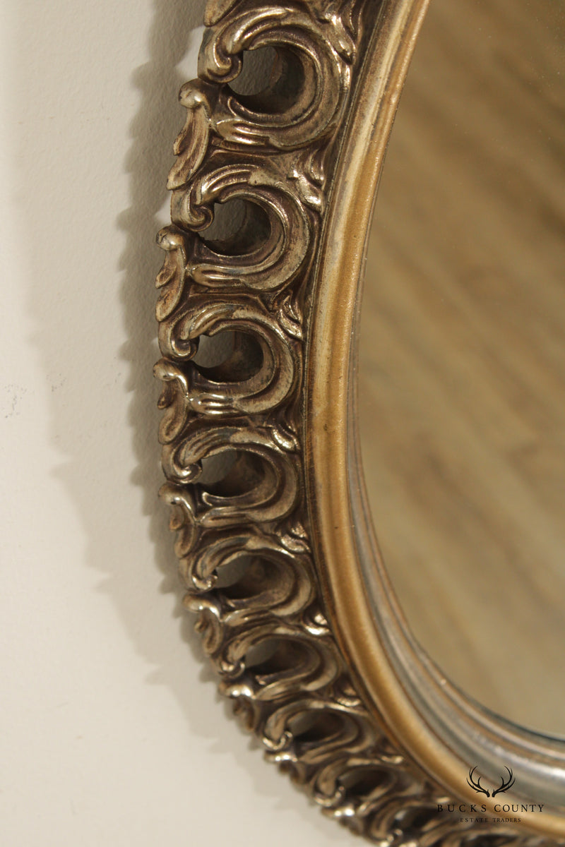 Hollywood Regency Vintage Gilt Oval Wall Mirror