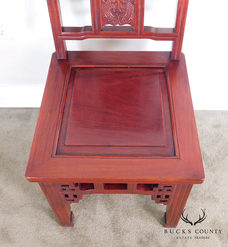 Asian Rosewood Vintage Carved Side Chair