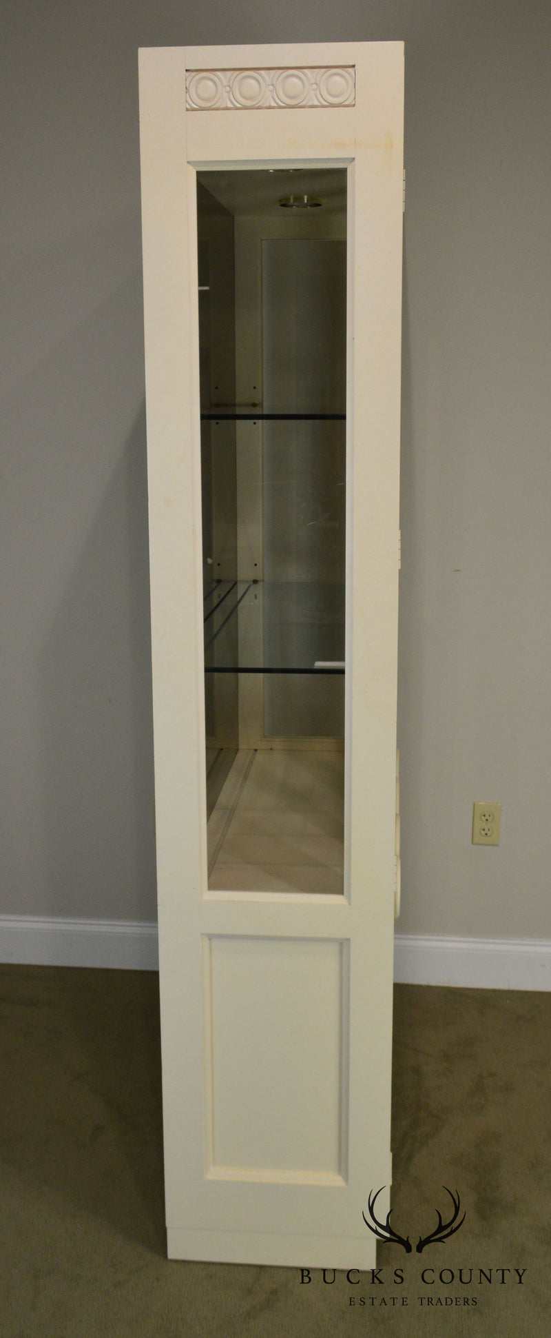 Hollywood Regency Tall White Curio Display Cabinet by Century