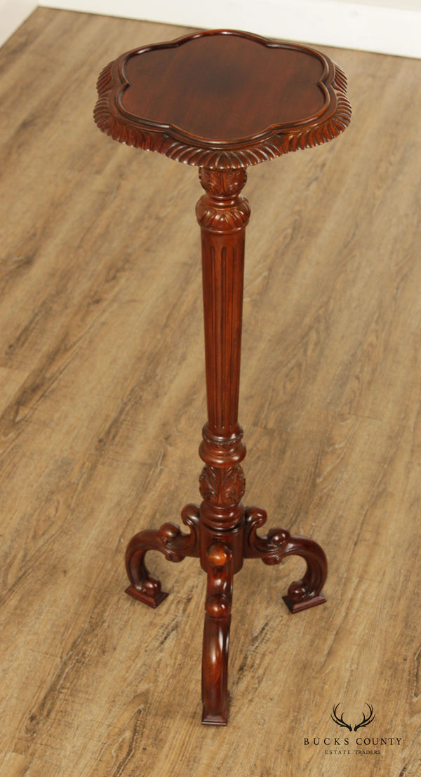 Maitland Smith Carved Mahogany Pedestal Plant Stand
