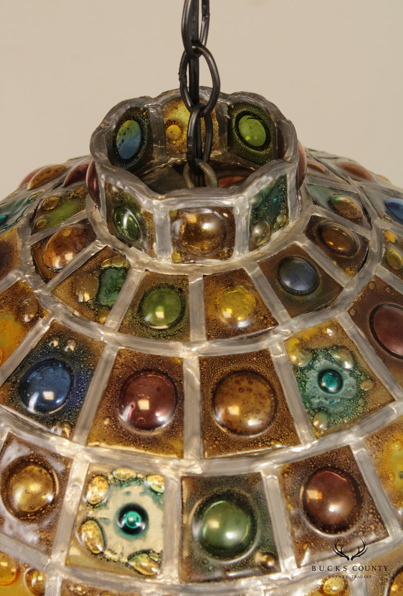 Vintage Brutalist Art Glass Pendant Light by Felipe Derflingher for Feders