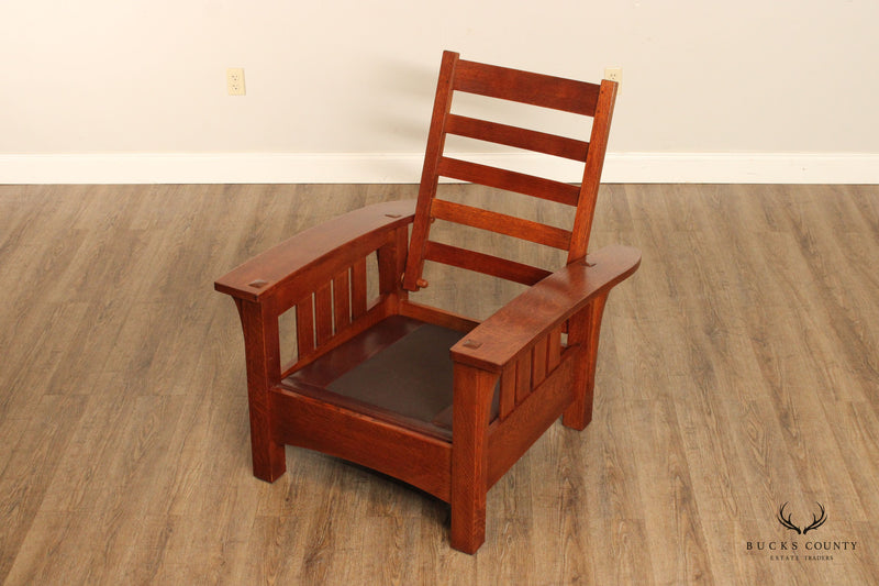 Stickley Oak Mission Classics Loose Cushion Bow Arm Morris Chair, Sprintz  Furniture