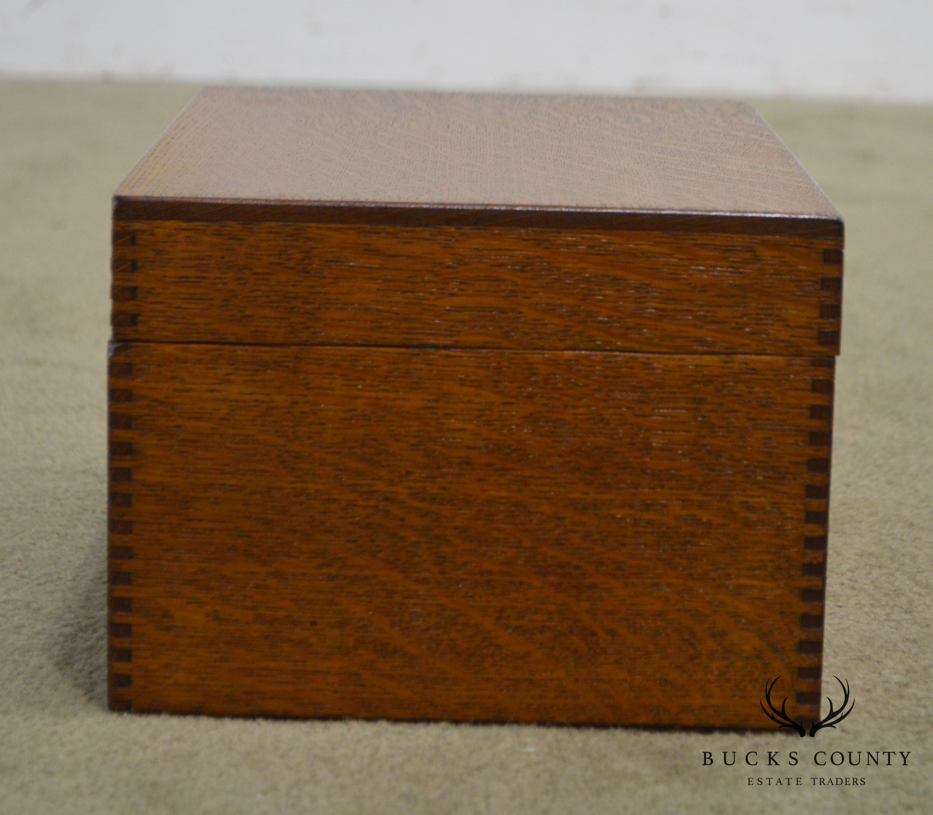 Antique Oak Desktop Library Card File Box