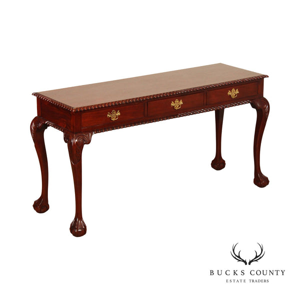 Chippendale Style Carved Mahogany Ball and Claw Foot Console Table