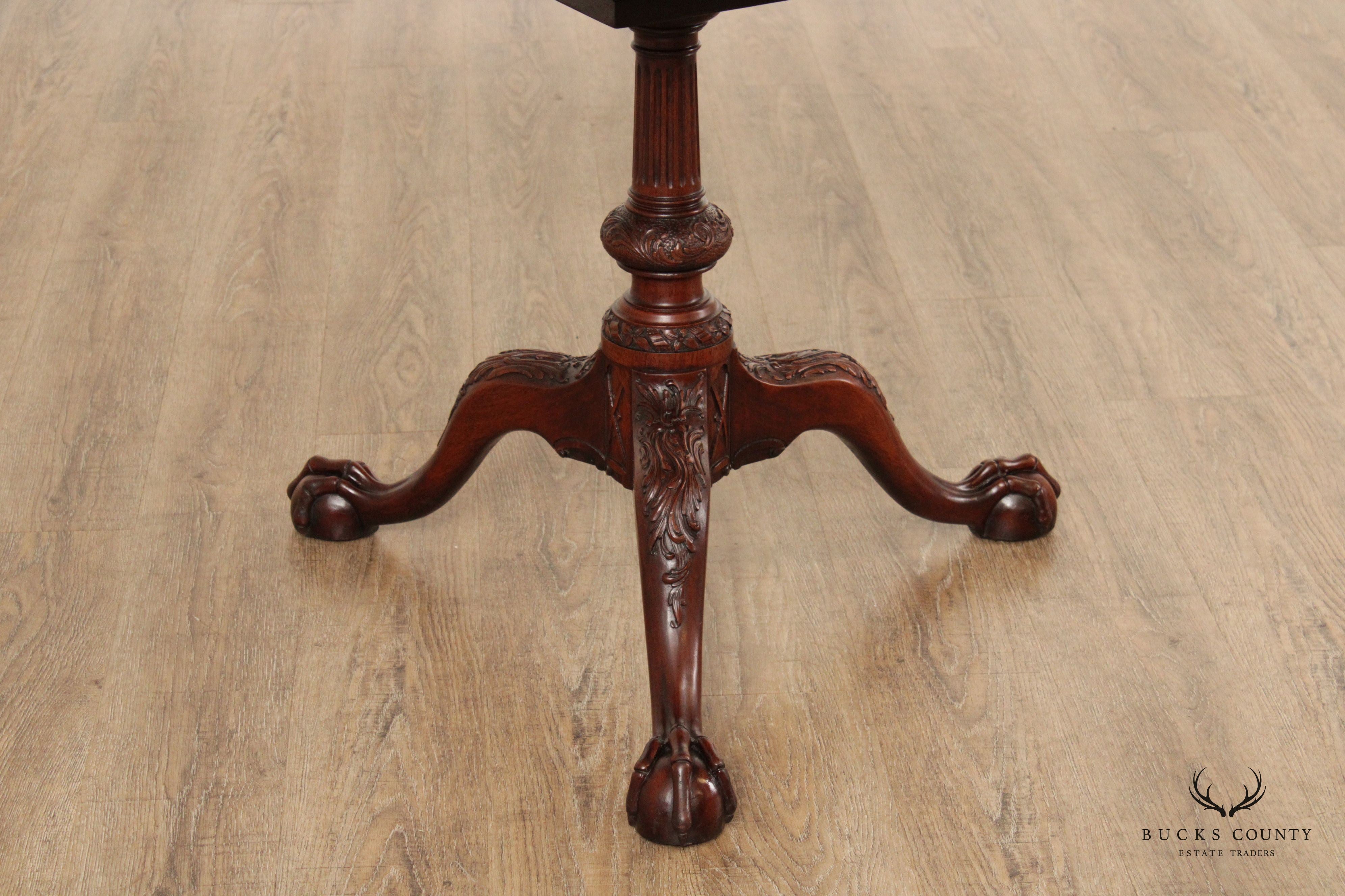 Chippendale Style Custom Mahogany Pie Crust Tilt-Top Table