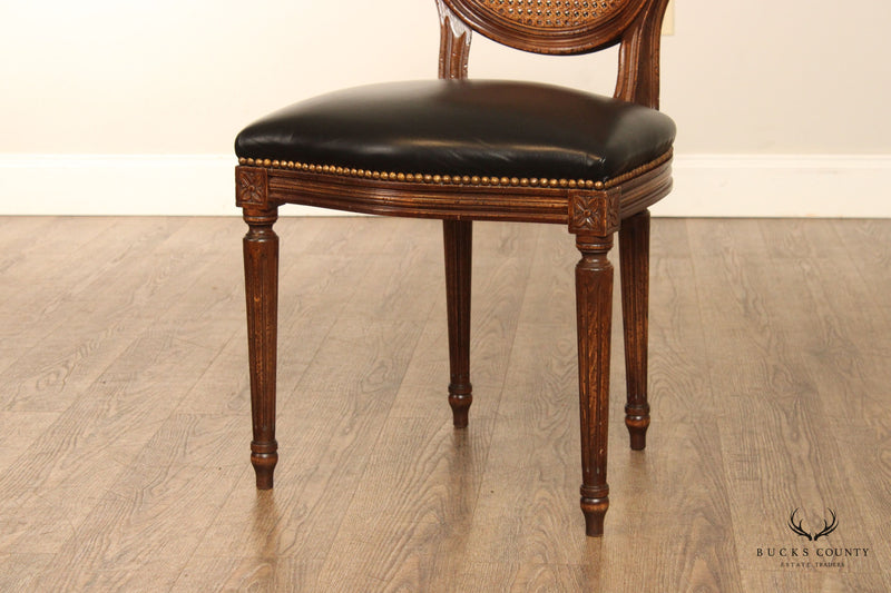 French Louis XVI Style Fruitwood Cane Side Chair