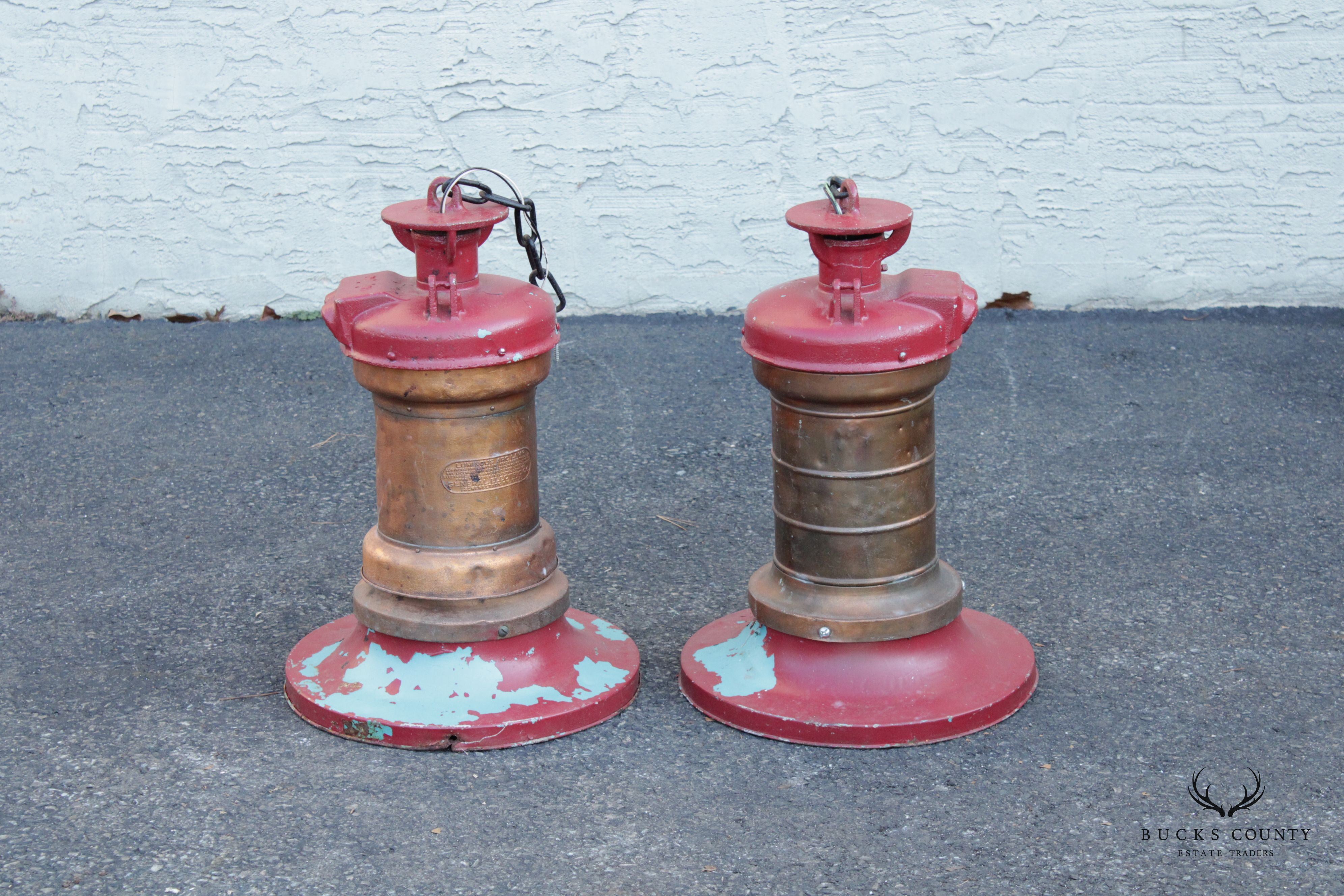 Vintage Pair General Electric Luminous Arc Lamp Street Lights (B)