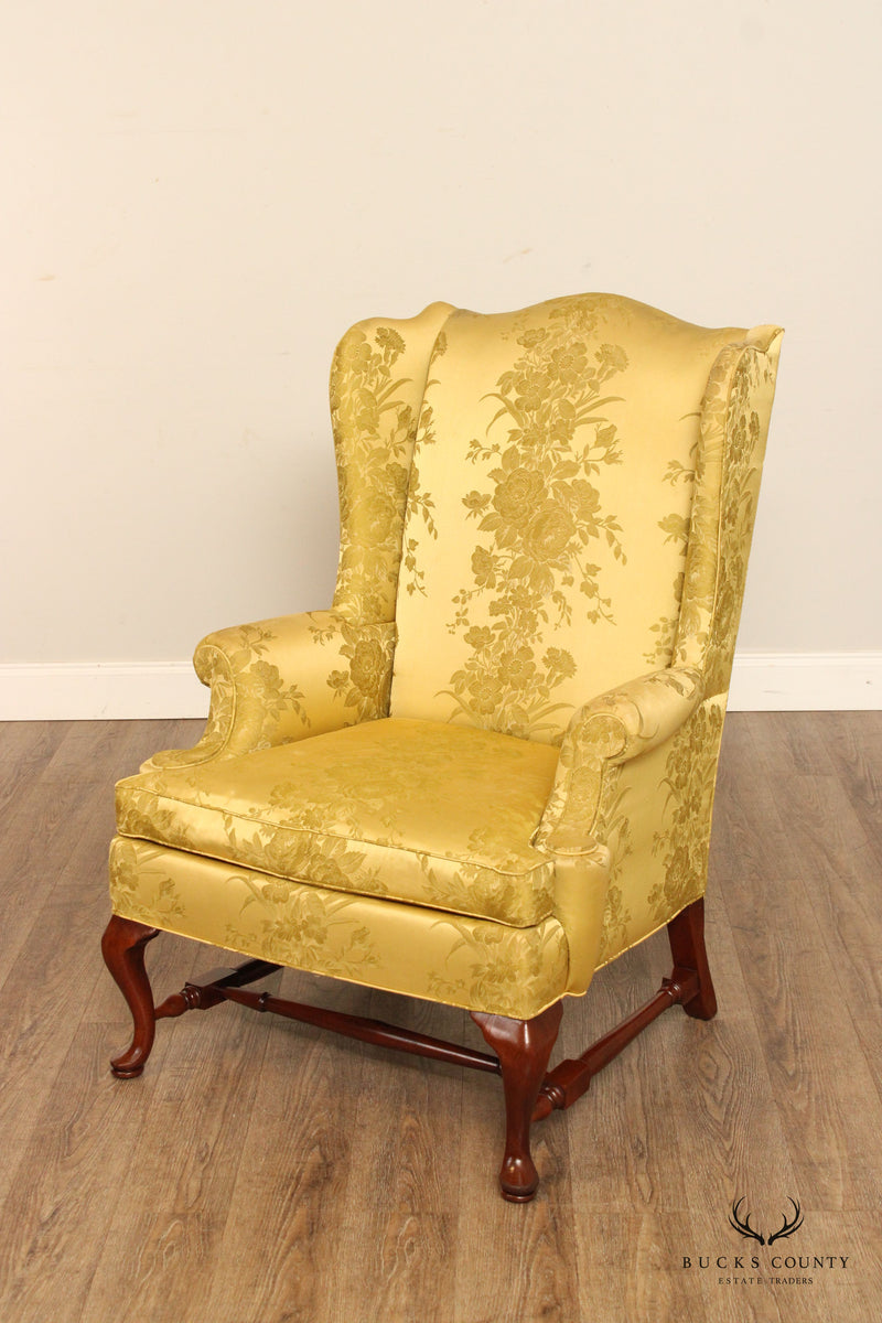 Hickory Chair Queen Anne Style Pair Wing Armchairs