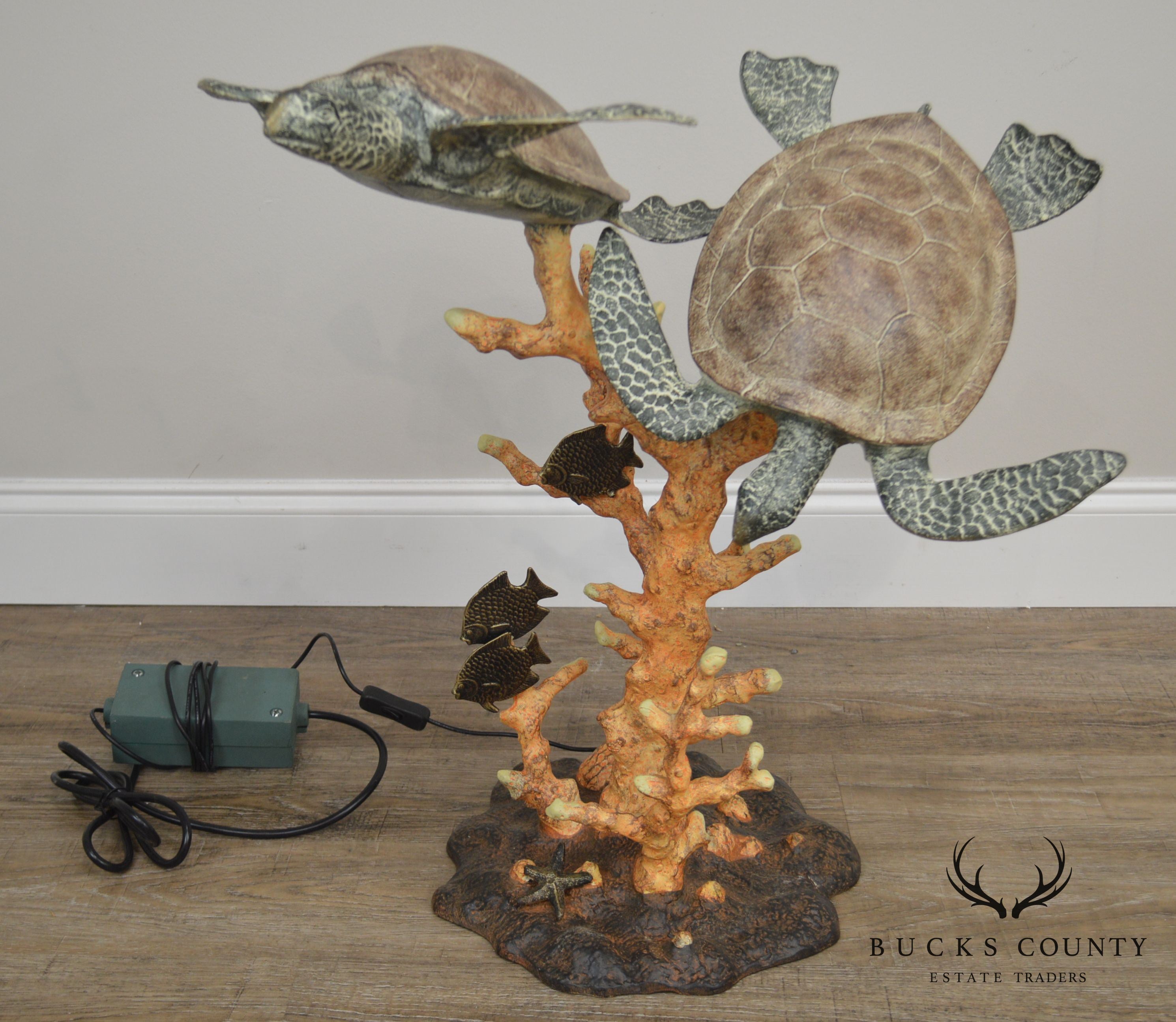 Sea Turtle Sculpture Cast Aluminum with Bluetooth Speaker