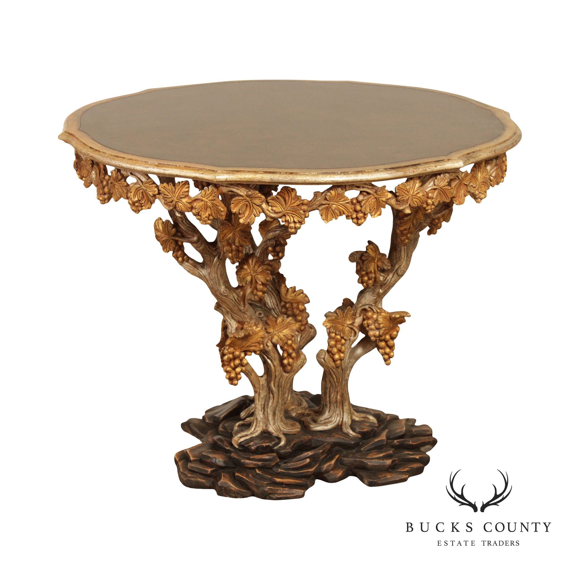 Italian Venetian Carved Wood Faux Bois Center Table