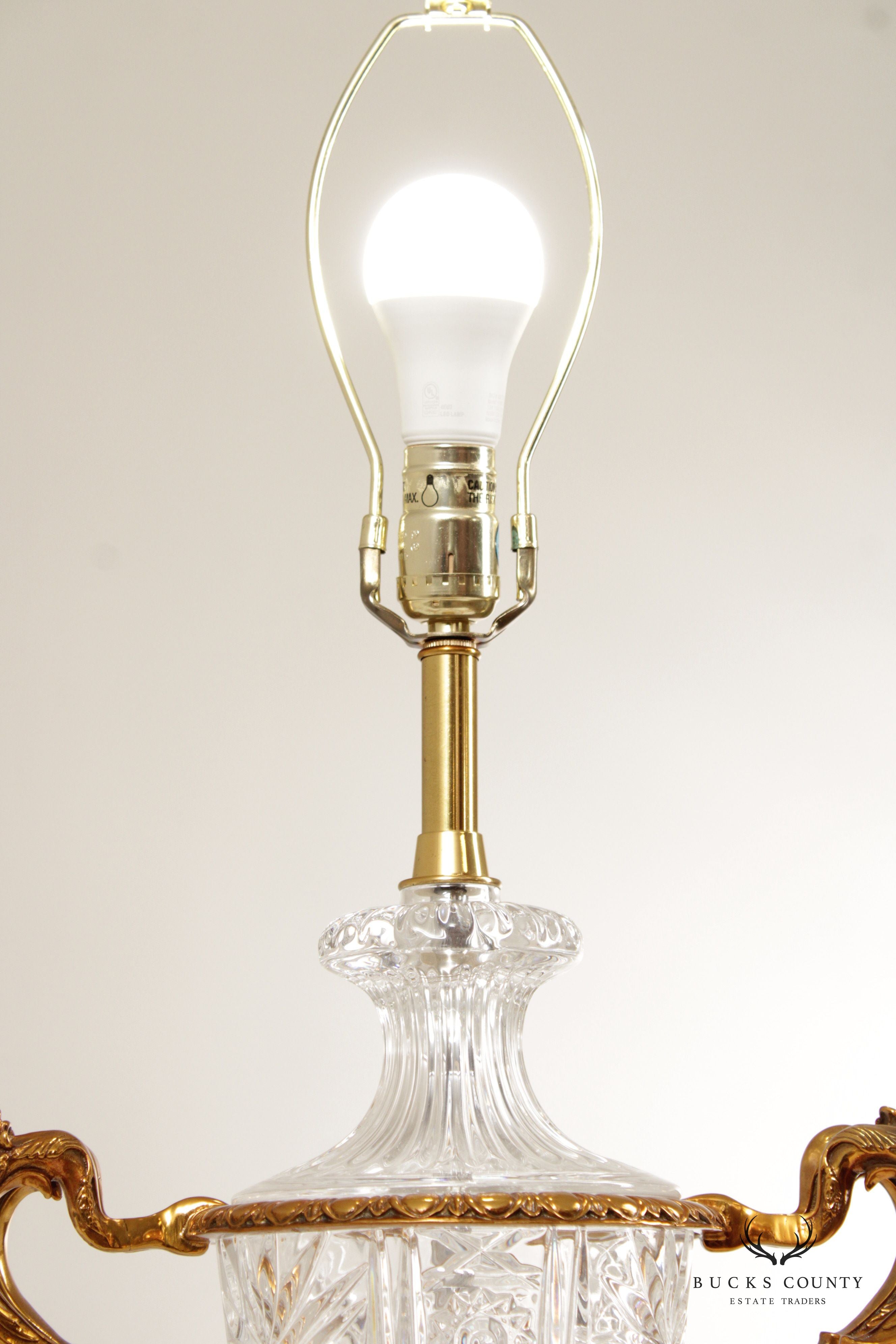 Traditional Cut Glass and Brass Table Lamp