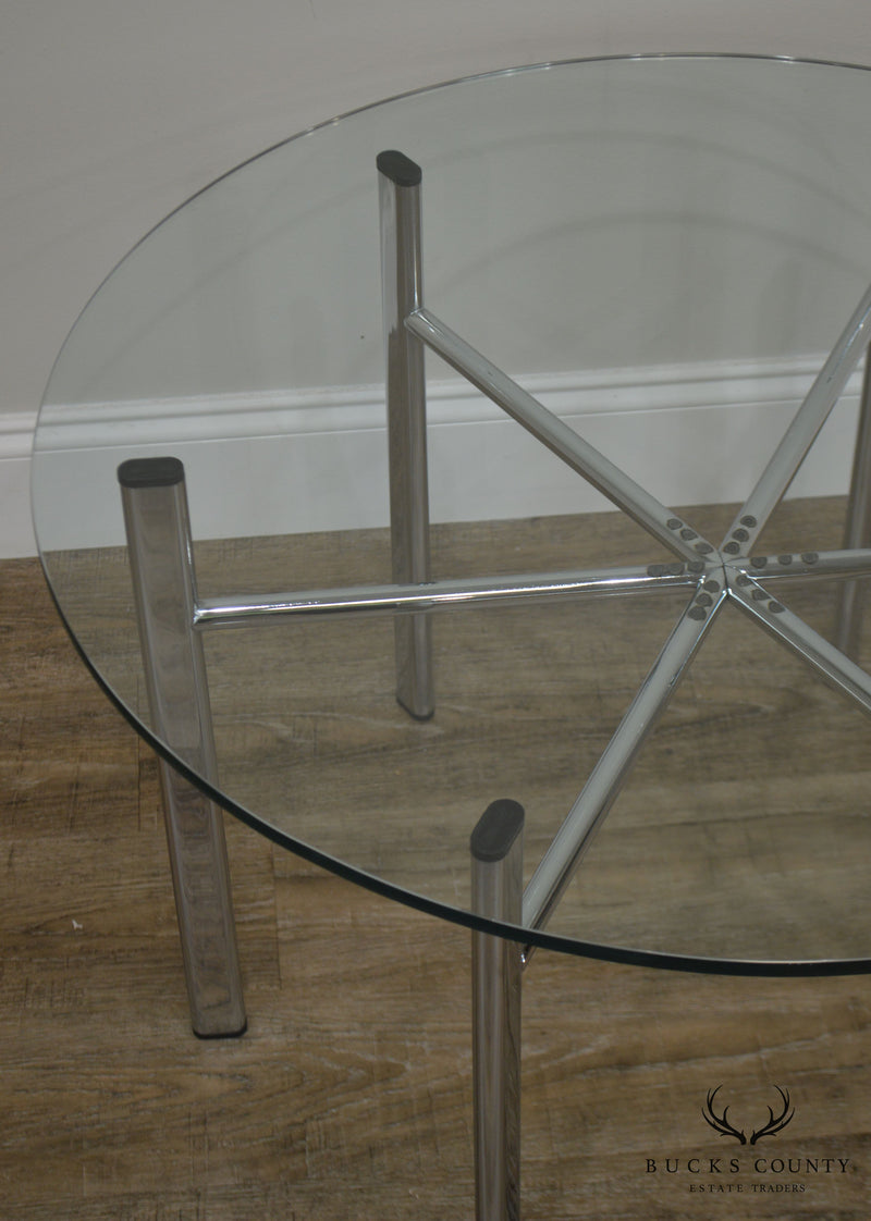 Round Glass Top Side Table w/ Chrome Base