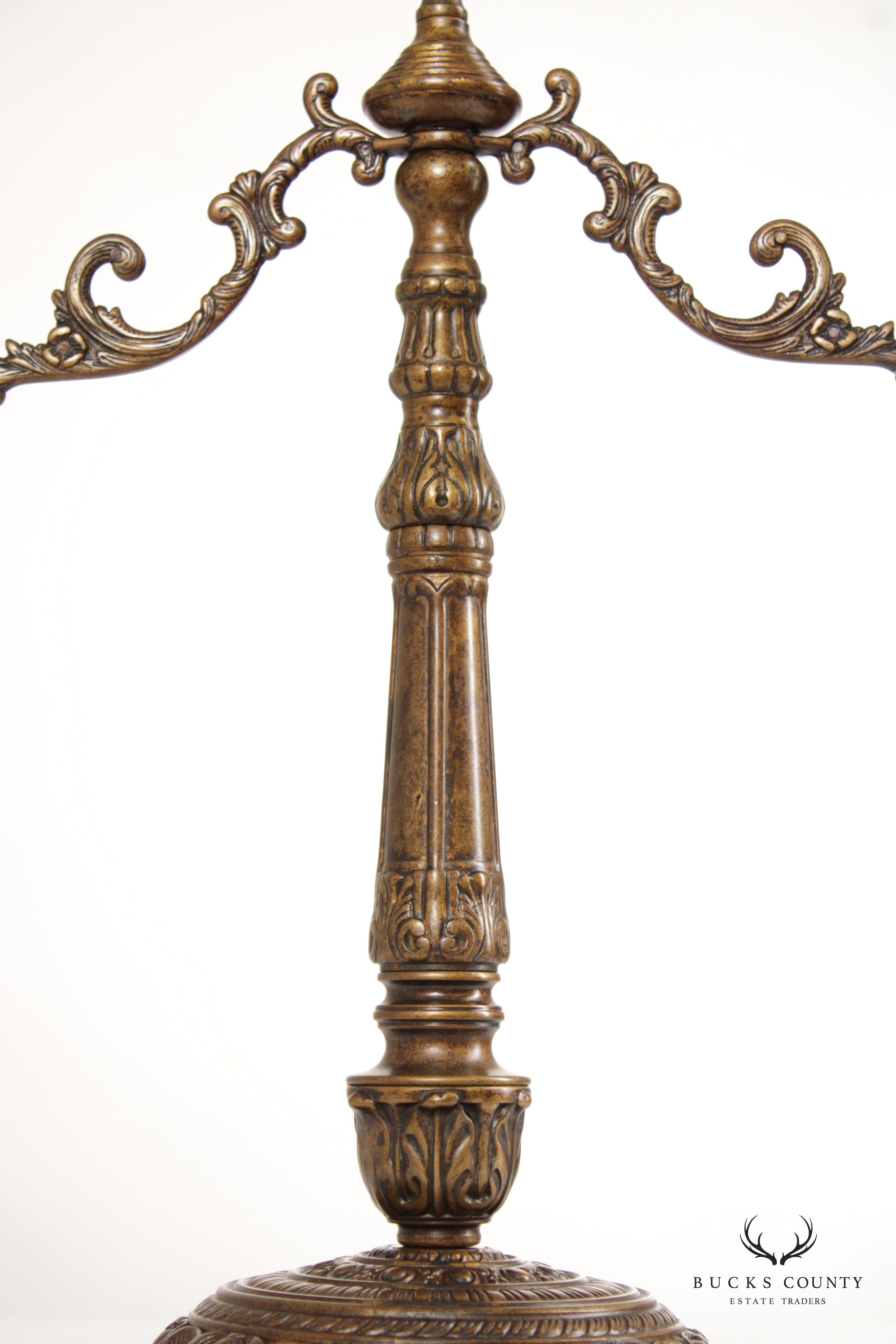 Victorian Style Pair of Bronze Three-Light Candelabra