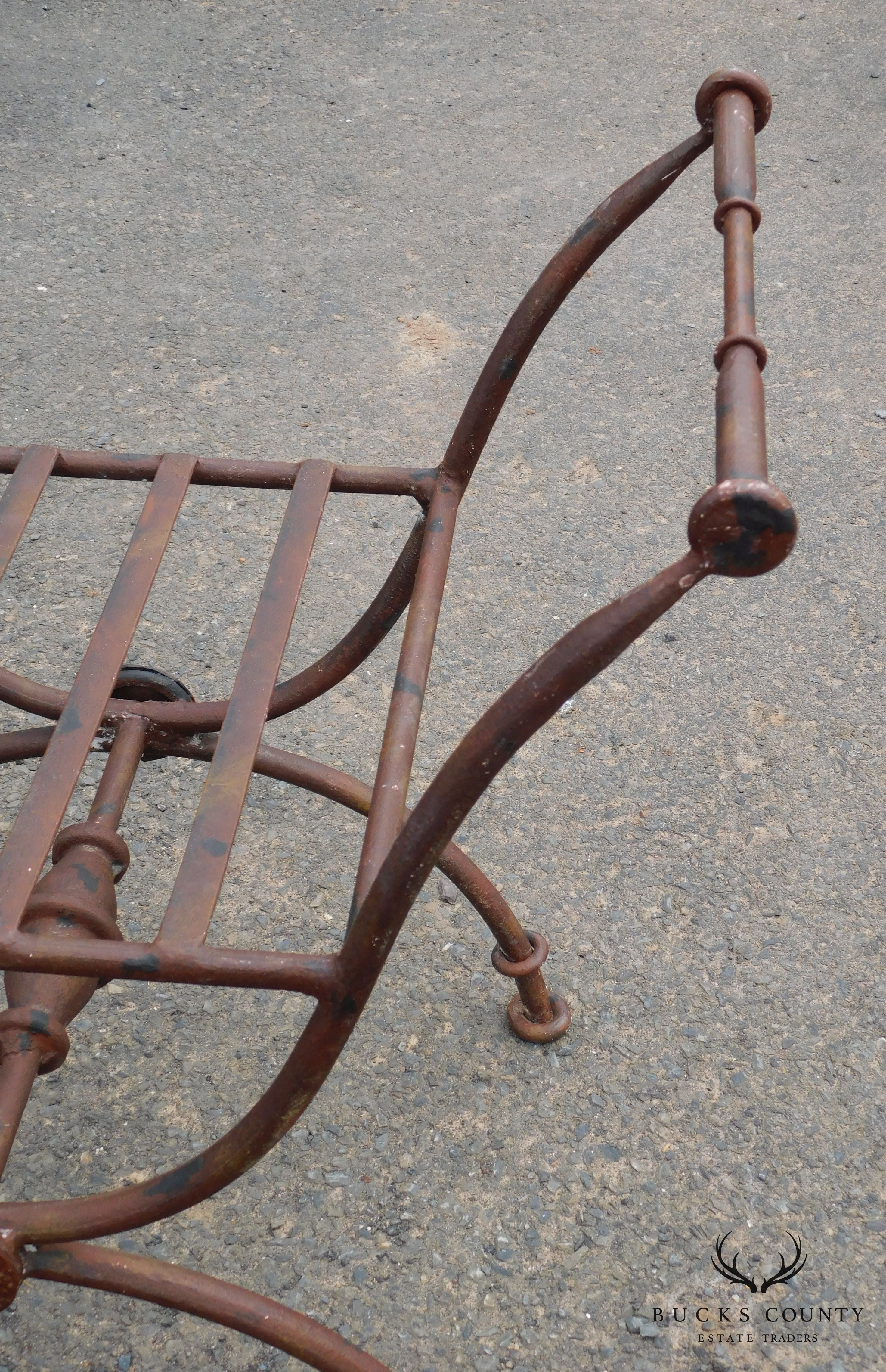 Neo-Classical Style X Base Iron Bench