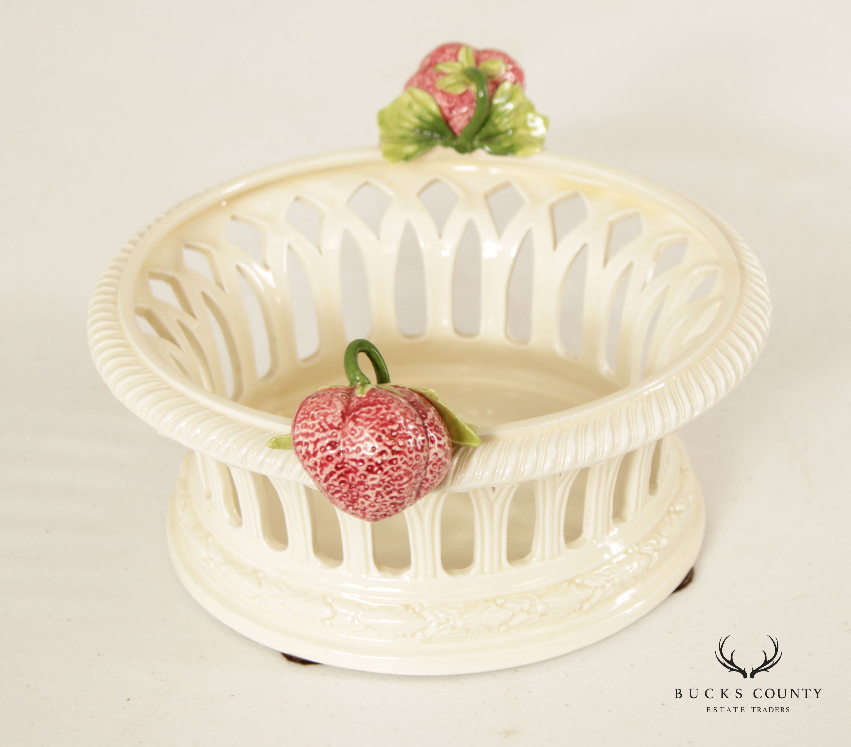 Vintage Italian Ceramic Strawberry Basket