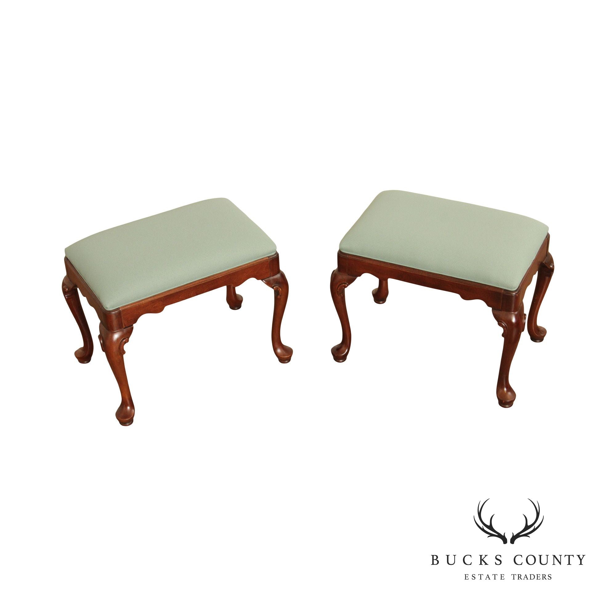 Ethan Allen Queen Anne Style Pair Cherry Stools