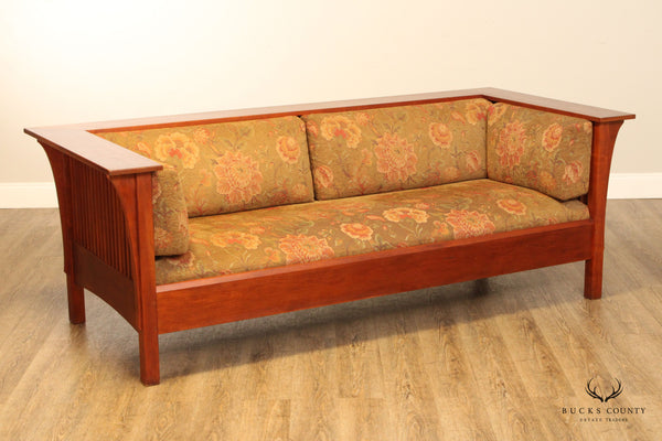 STICKLEY MISSION COLLECTION CHERRY SPINDLE PRAIRIE SETTLE SOFA