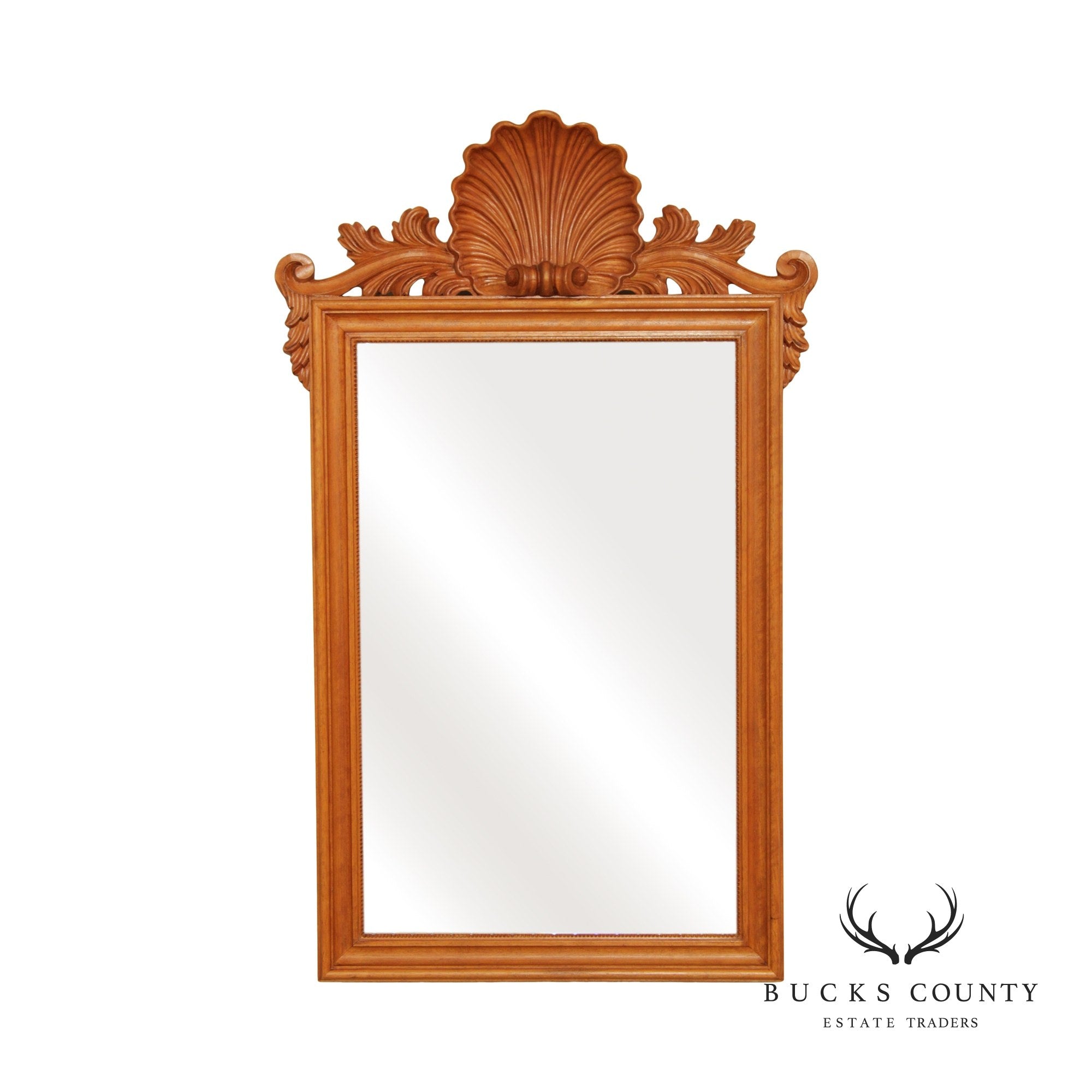 La Barge Rococo Style Italian Fruitwood Shell Carved Beveled Mirror