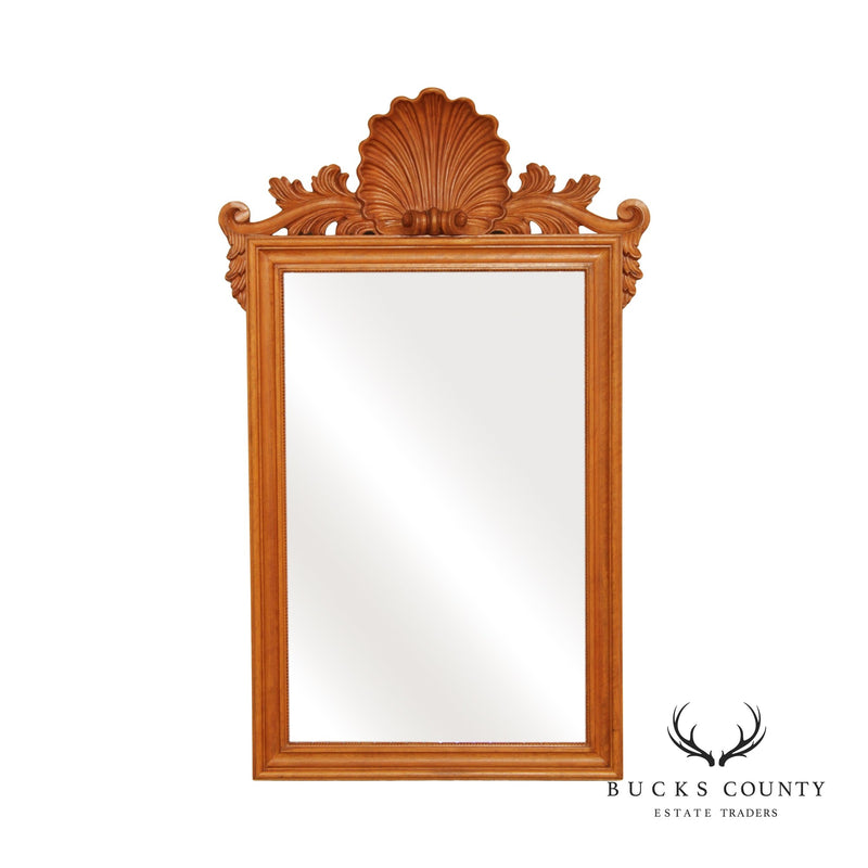 La Barge Rococo Style Italian Fruitwood Shell Carved Beveled Mirror
