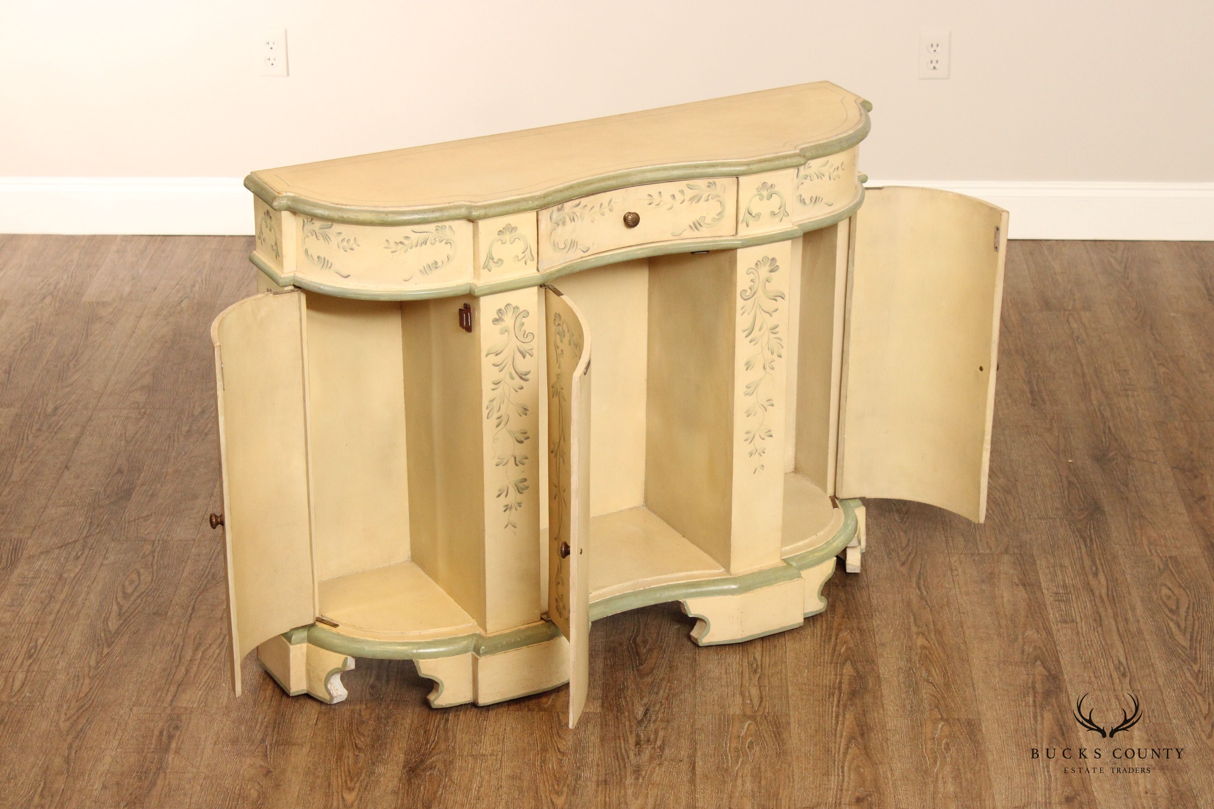 Italian Venetian Style Paint Decorated Serpentine Front Console