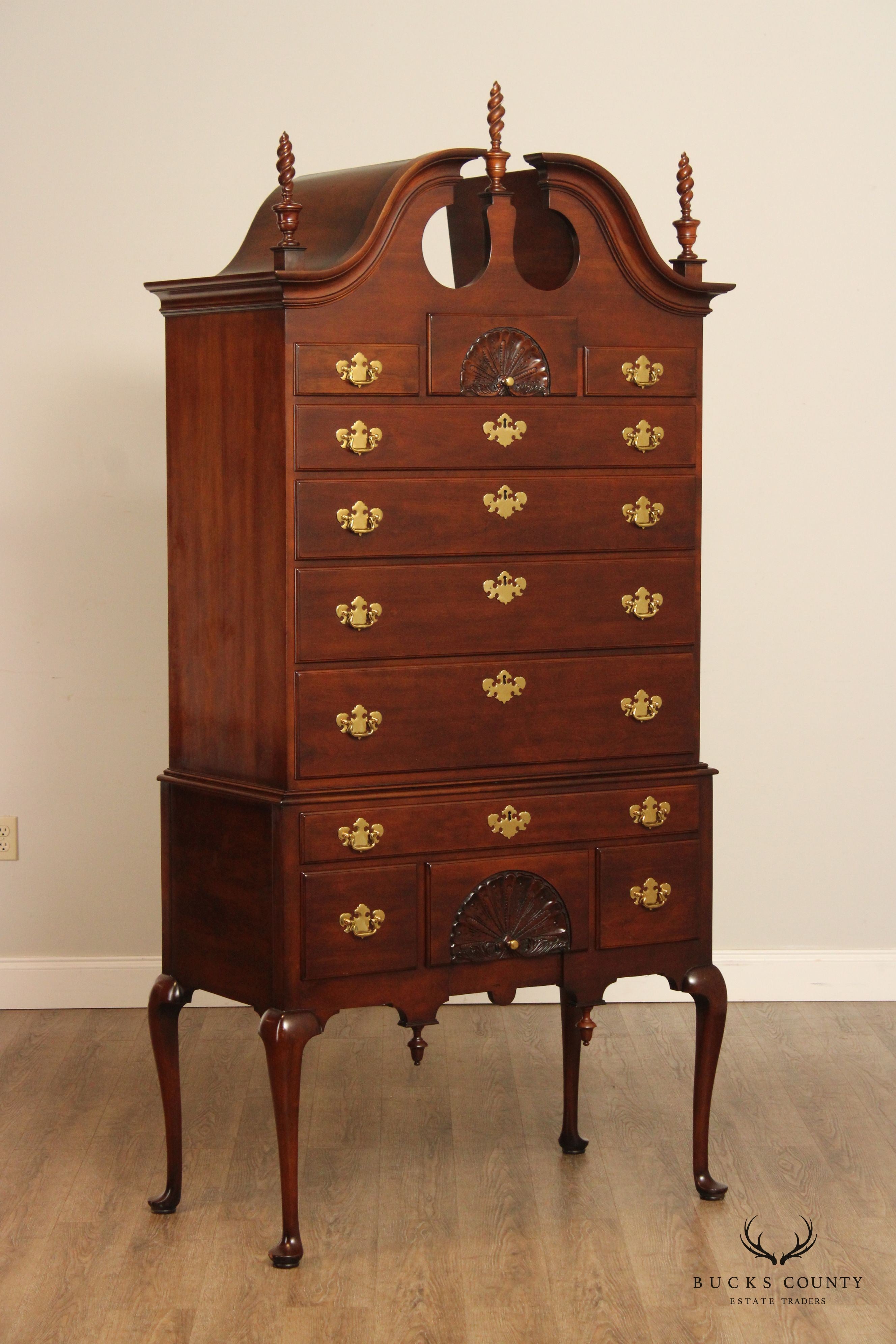 Statton Queen Anne Style Cherry Highboy Chest