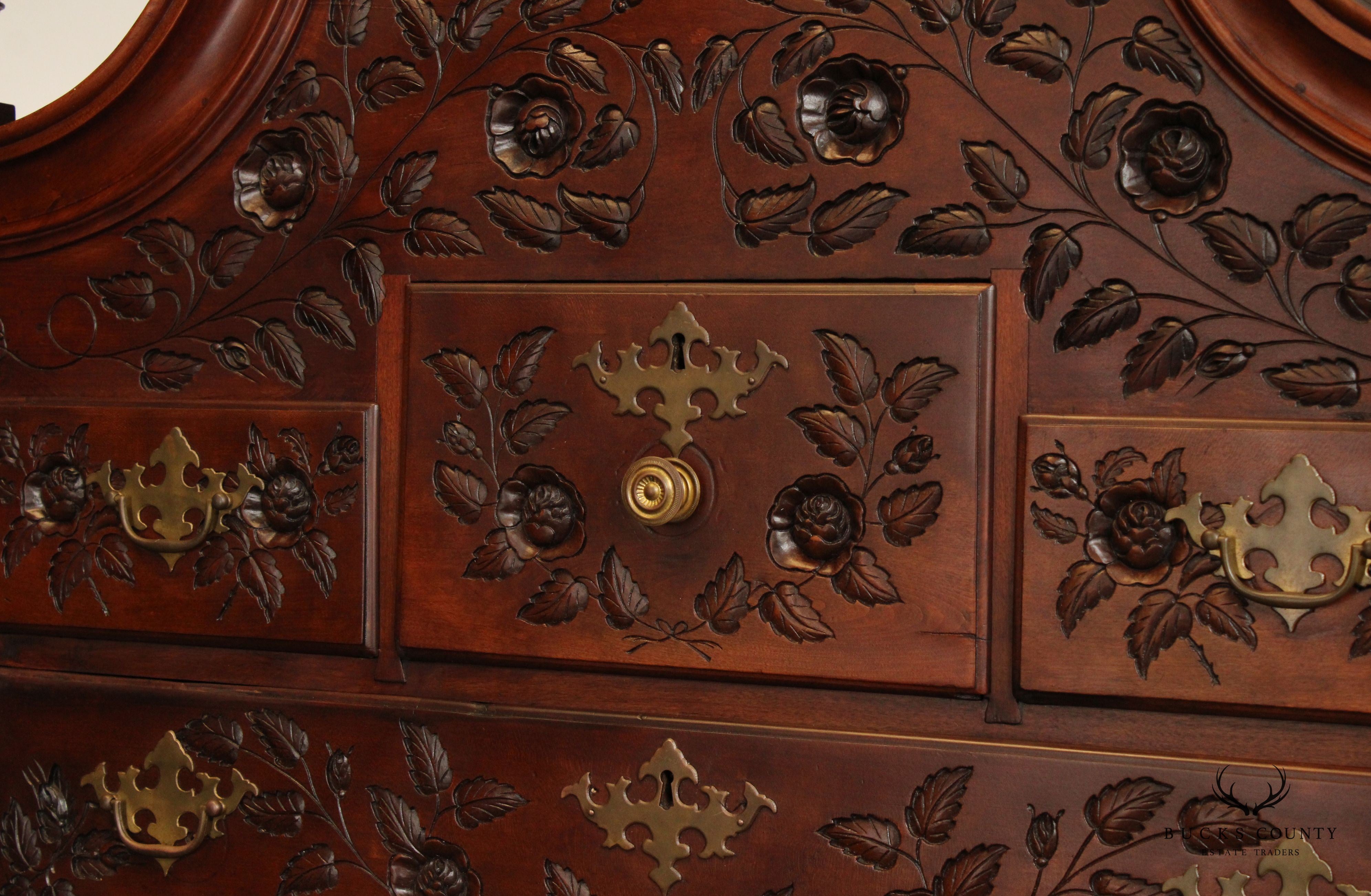 Antique 18th Century New England Chippendale Carved Maple Highboy