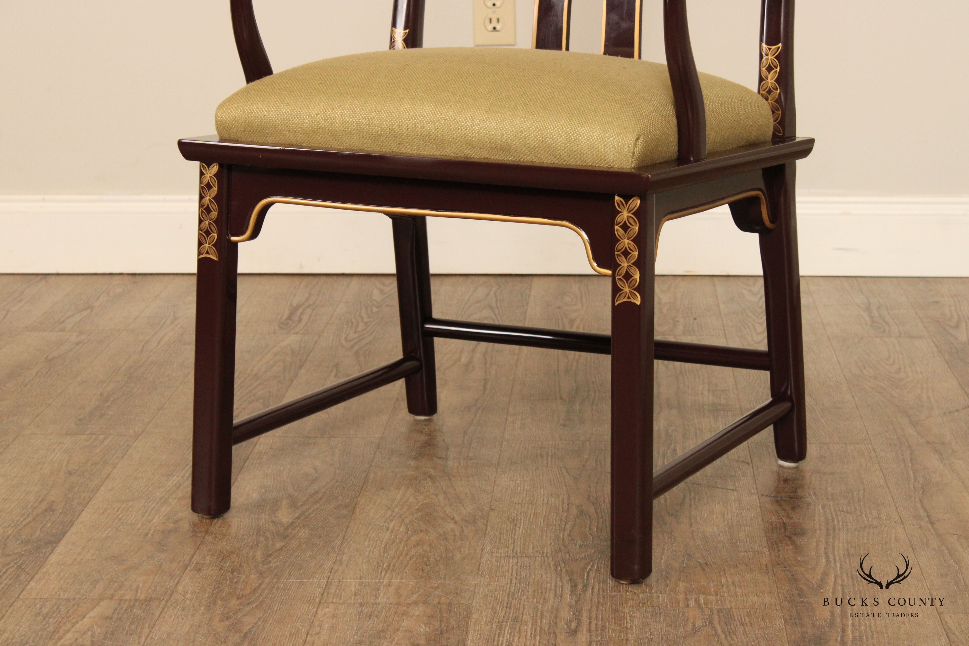 Traditional Asian Style Yoke Back Dining Armchair