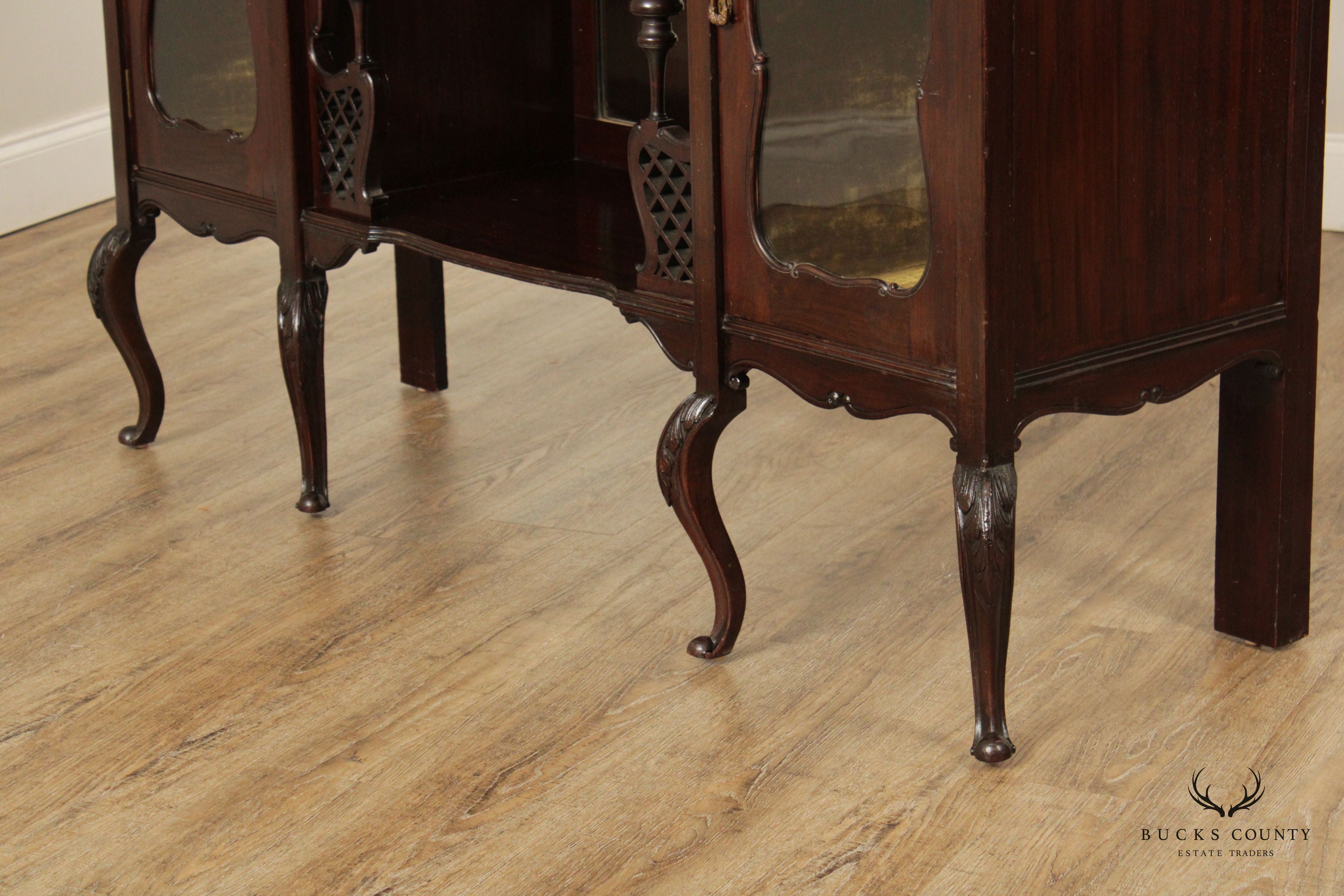 Antique Victorian Carved Mahogany Mirrored Etagere Sideboard