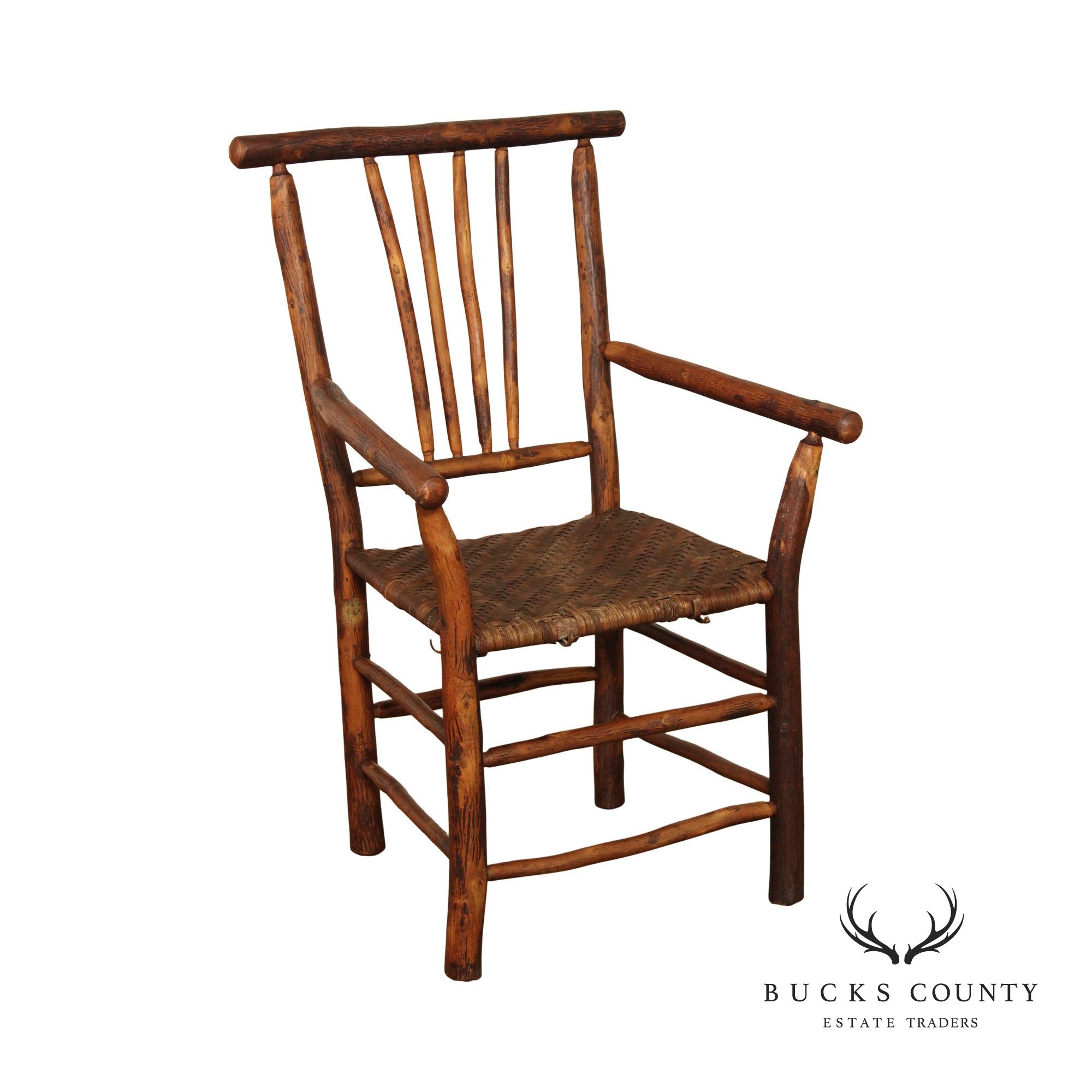 Antique Rustic Hickory Furniture Co  Adirondack Style Armchair