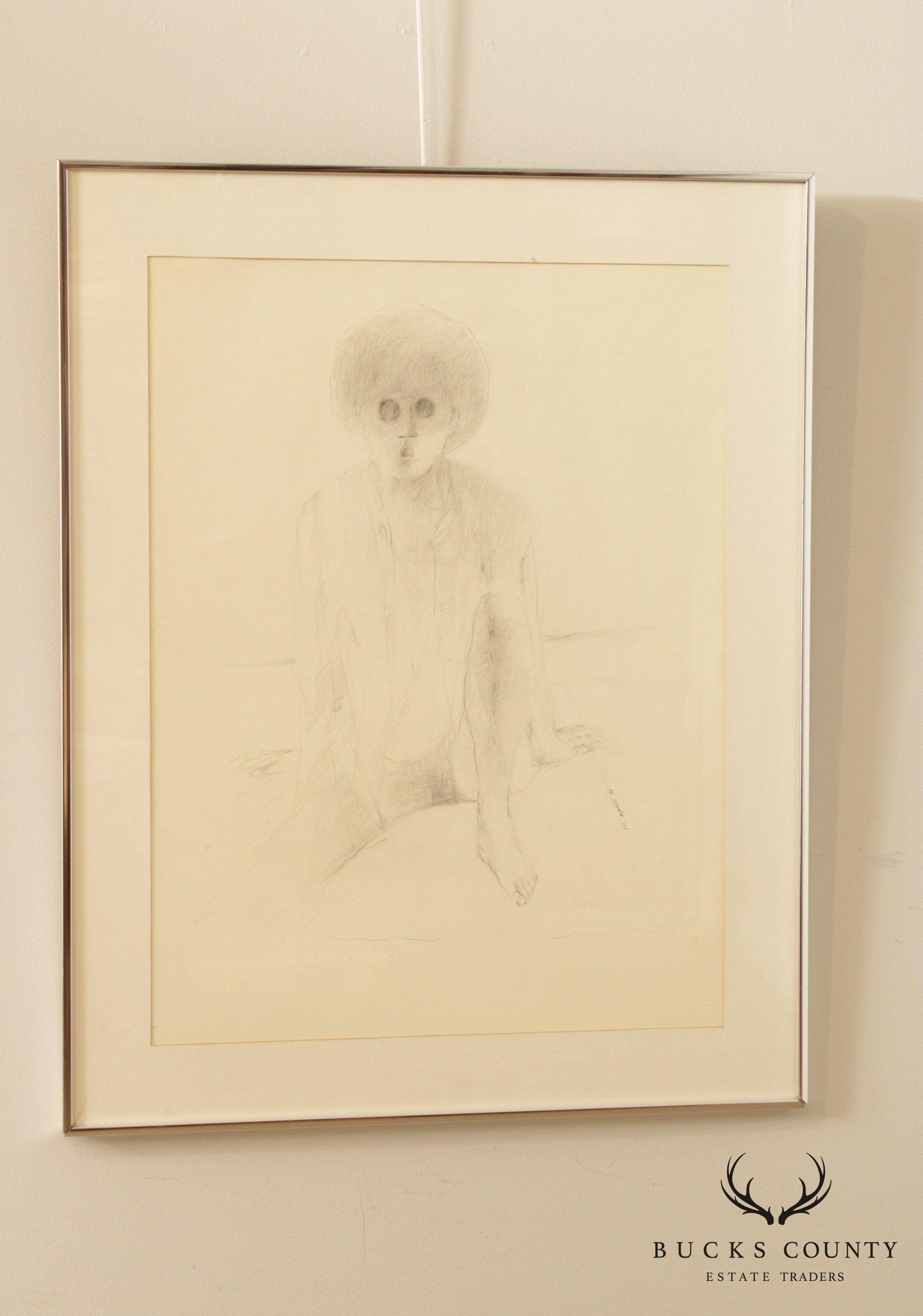 Original Figure Graphite Drawing, Signed