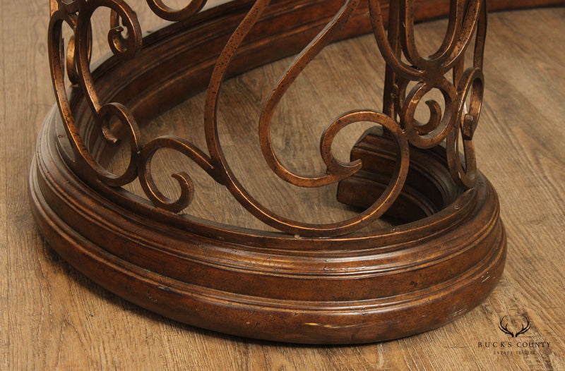 The Platt Collections Scrolling Wrought Iron Leather Top Kidney Form Desk