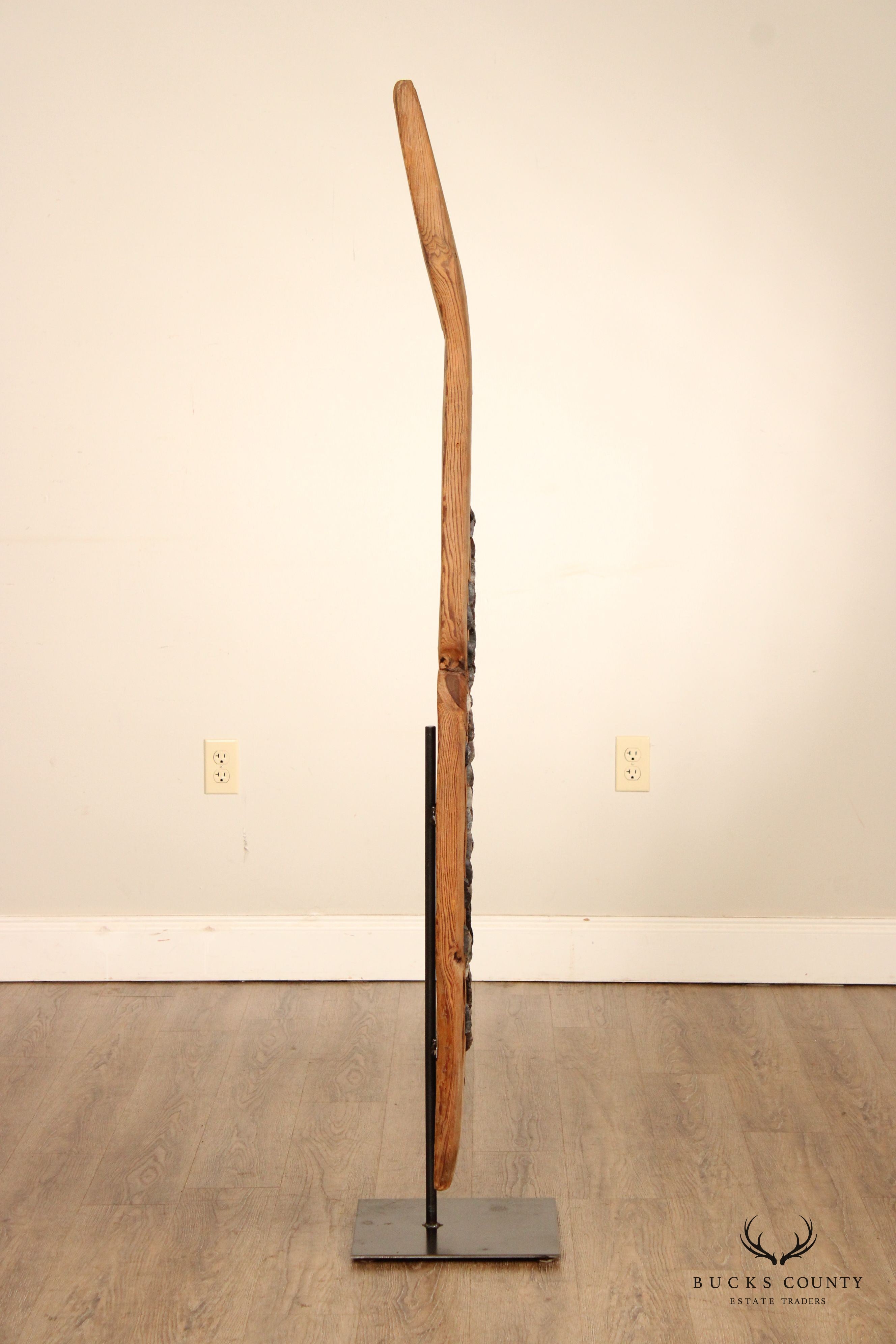 Vintage Abstract Reclaimed Natural Wood Tall Sculpture