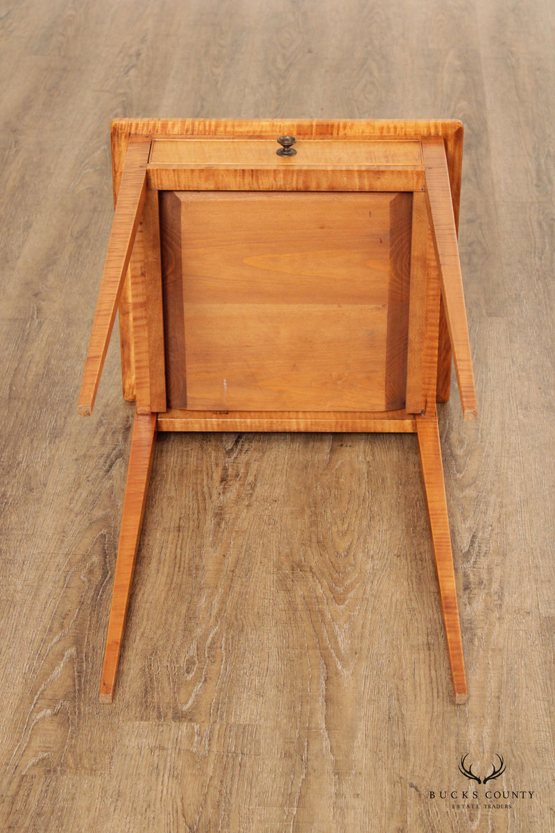 Shaker Style Tiger Maple Side Table with Single Drawer
