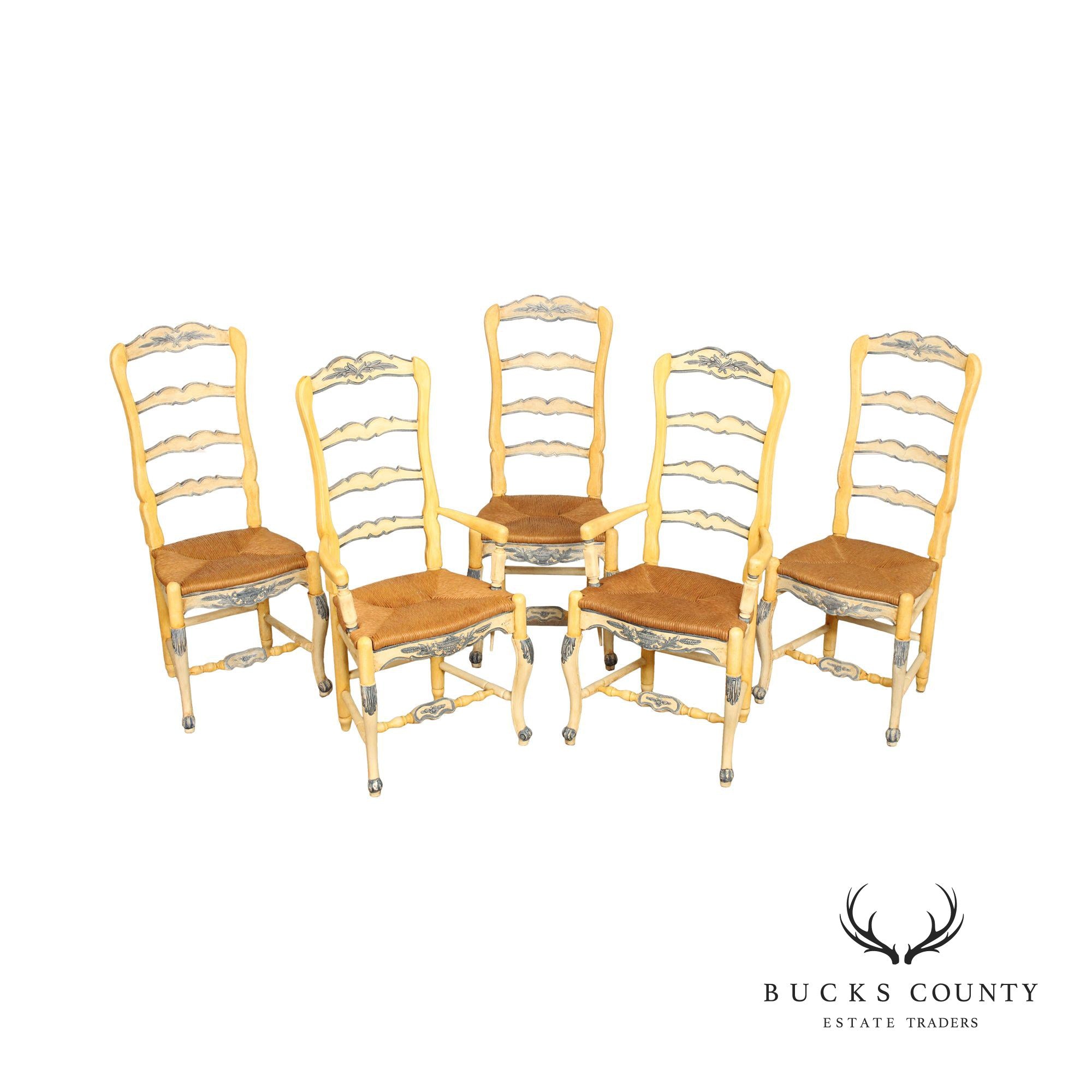 Habersham 'New Country' Set of Five Rush Seat Dining Chairs