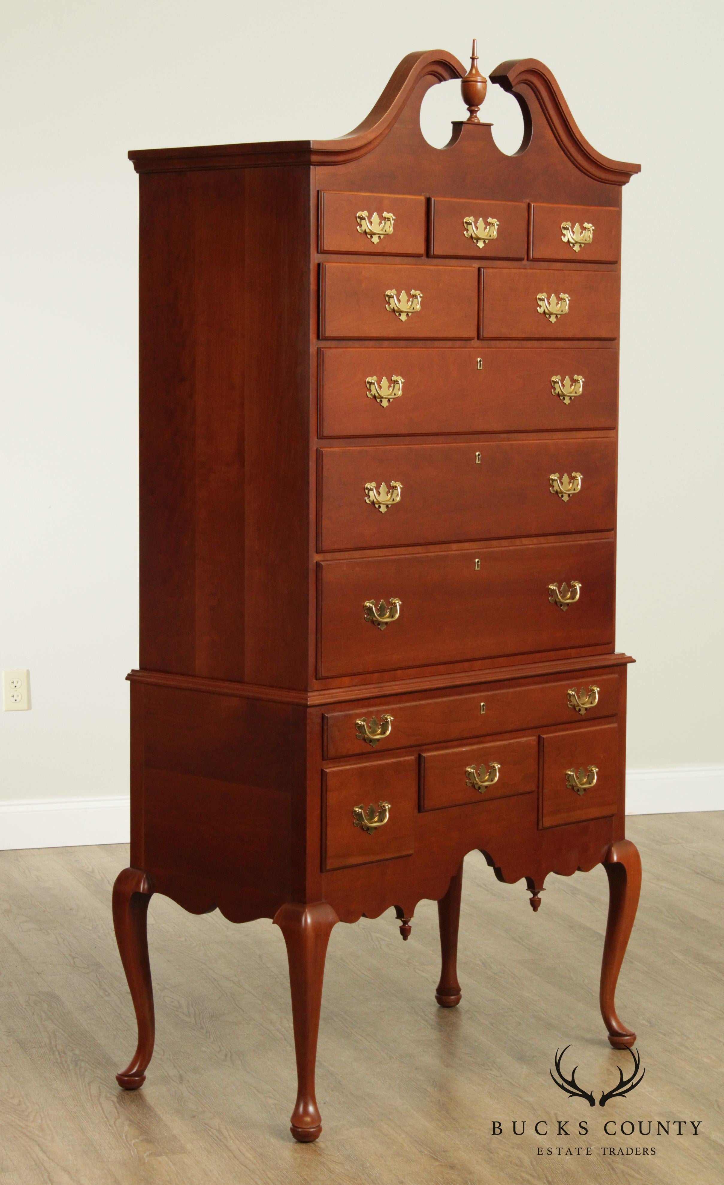 Suters Hand Crafted Solid Cherry Queen Anne Highboy Chest