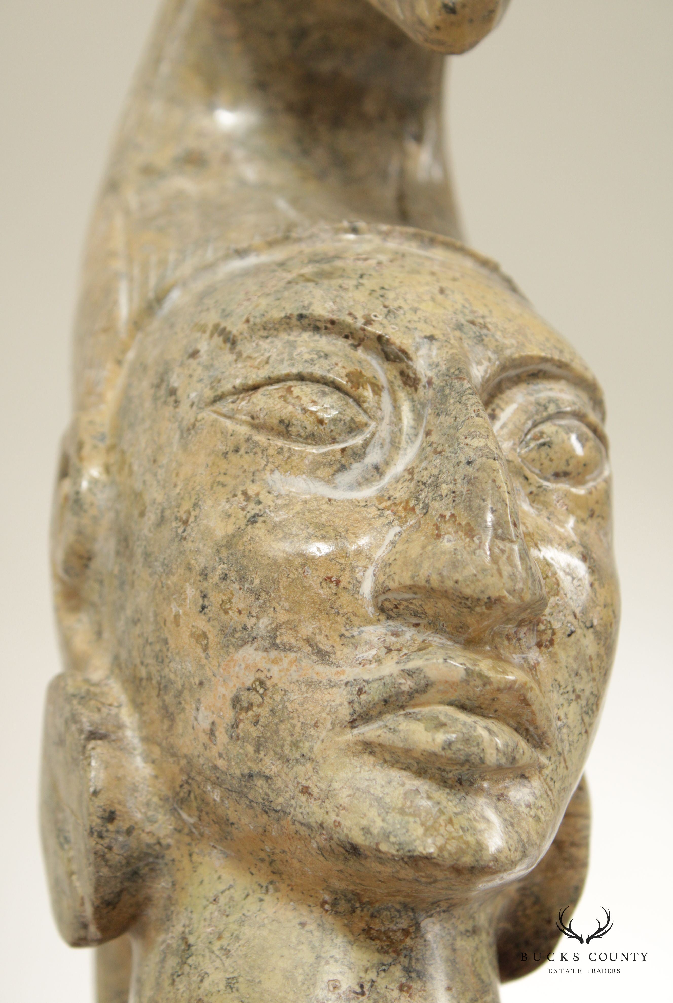 Central American Stone Carved Bust Sculpture