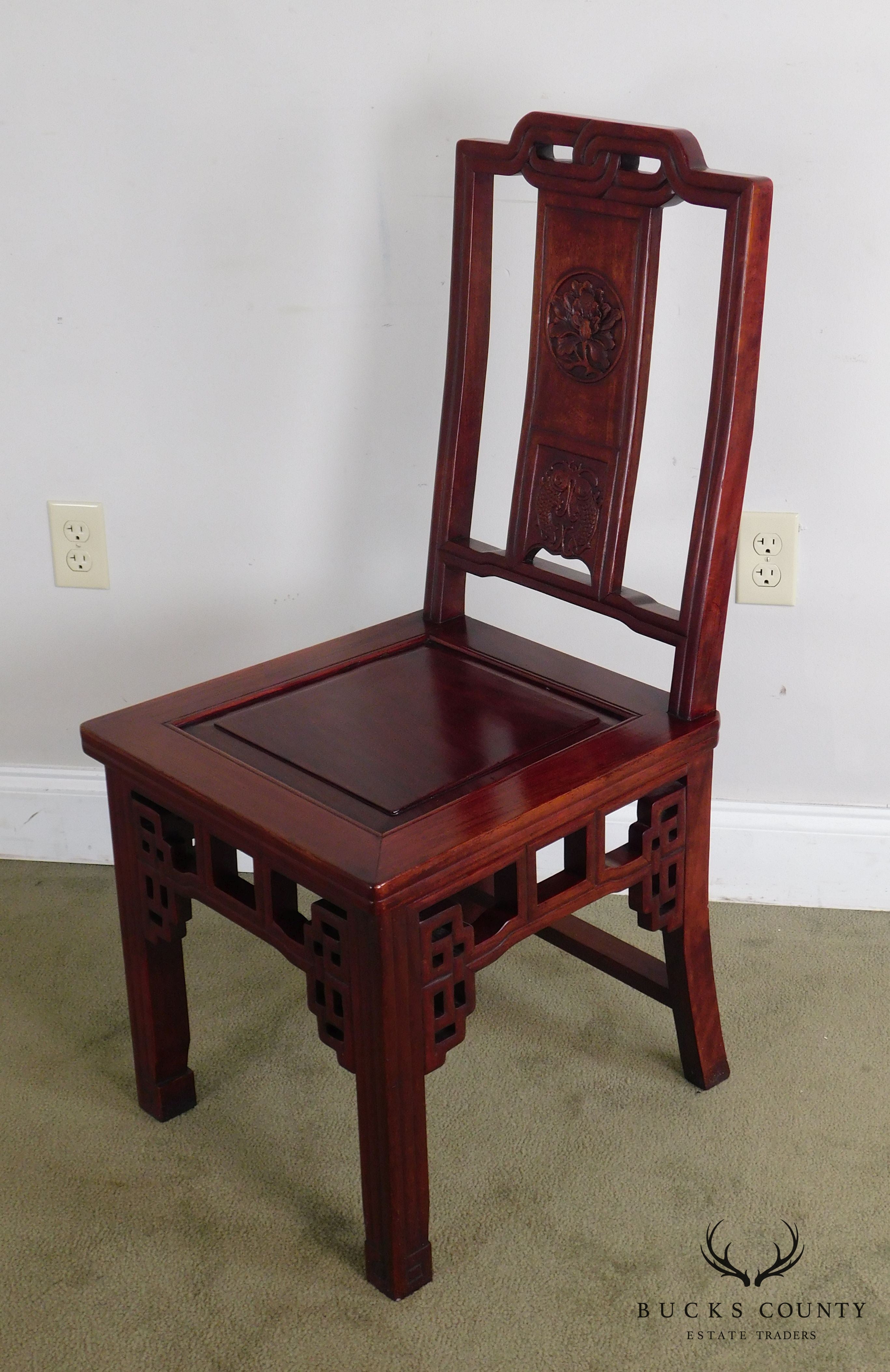 Asian Rosewood Vintage Carved Side Chair