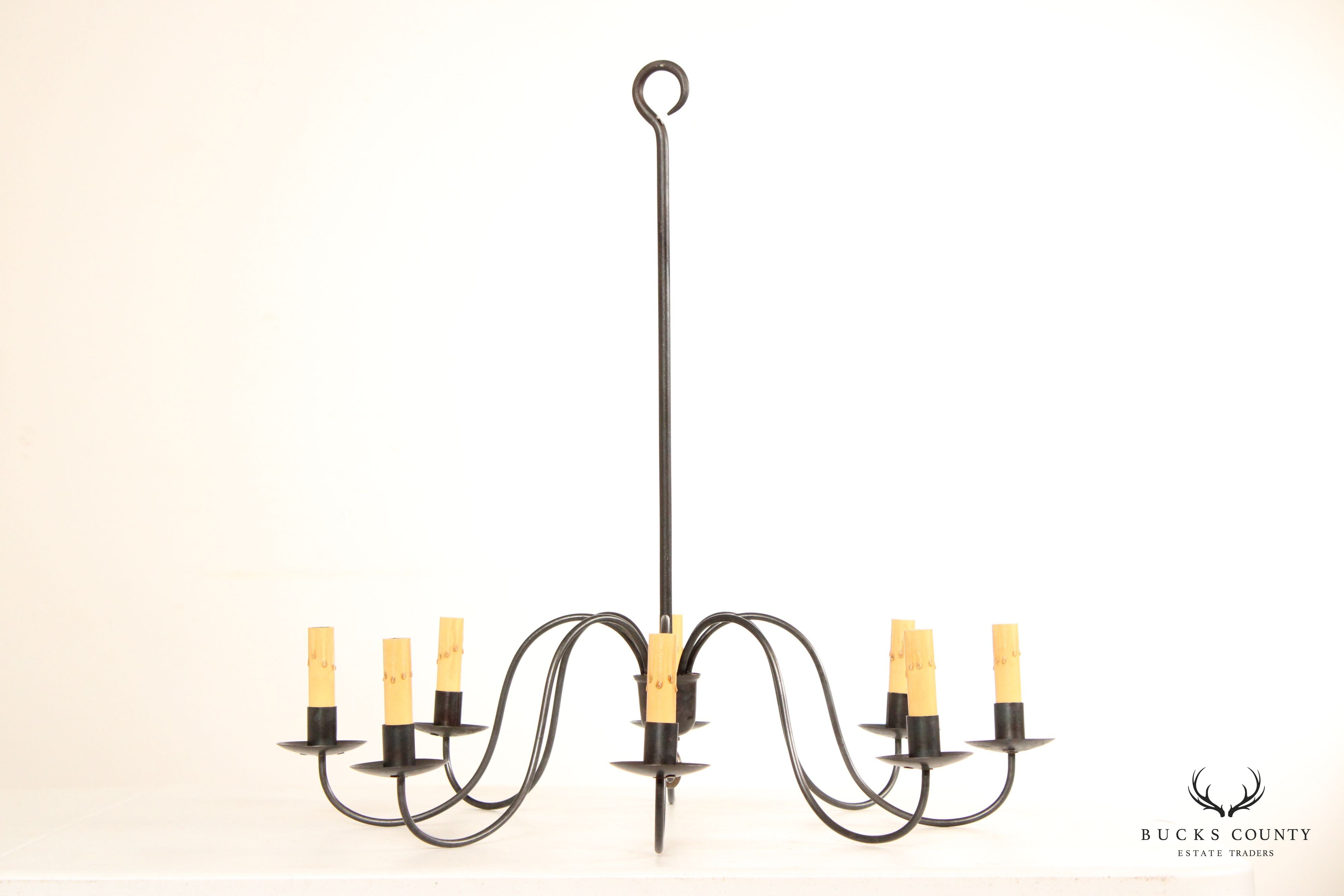 Sheraton Farmhouse Style Eight-Light Iron Faux Candle Chandelier