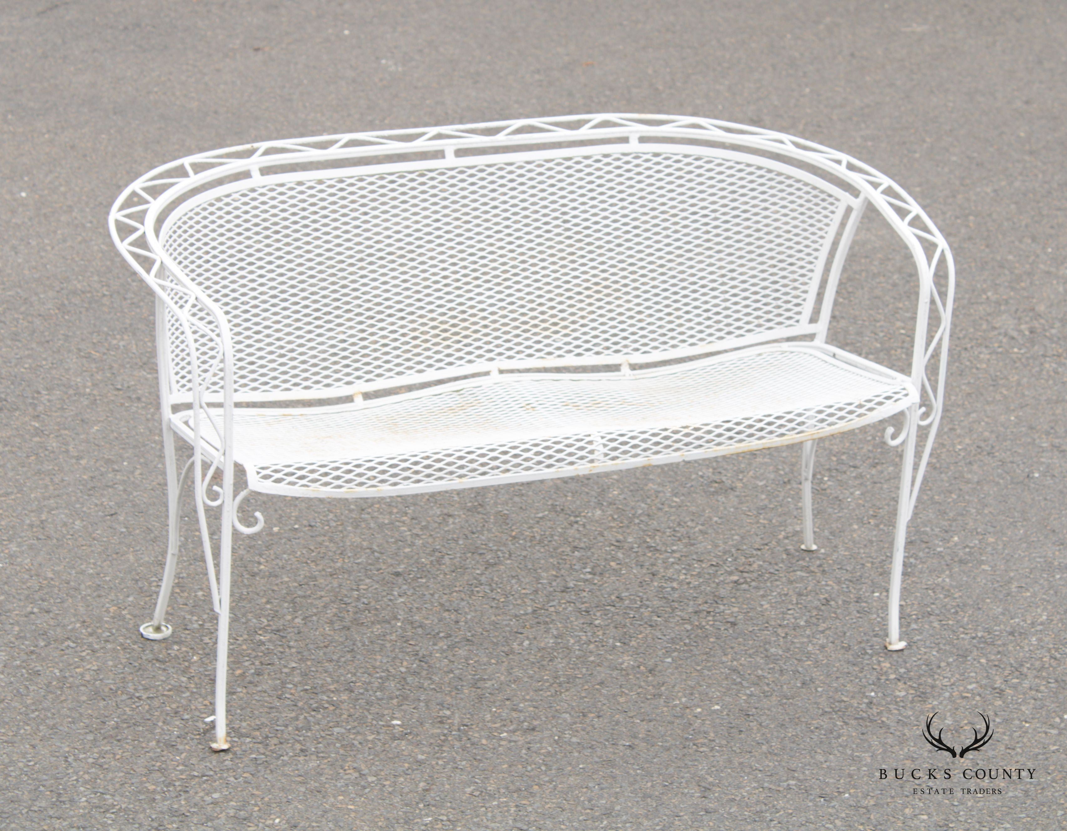 Salterini Mid Century Modern Wrought Iron Garden Bench settee