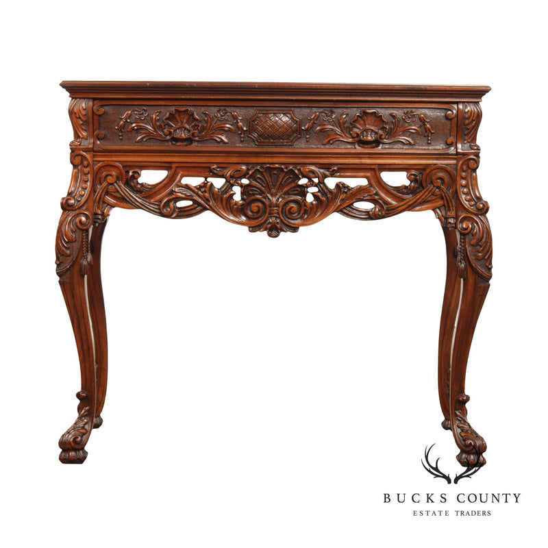 1920's Georgian  Rococo Style Walnut Mahogany Console Table