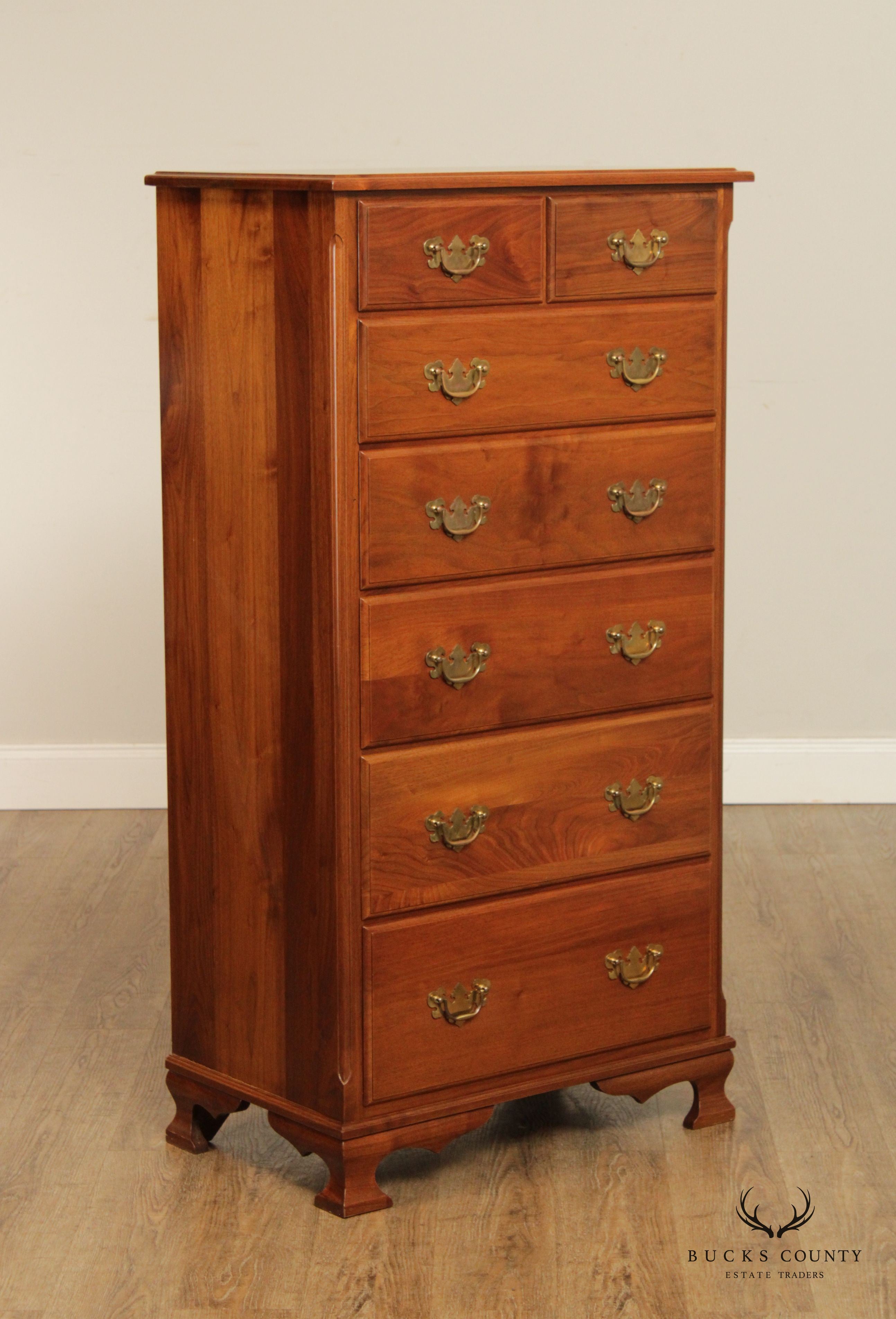 Chippendale Style Custom Crafted Solid Walnut Tall Chest