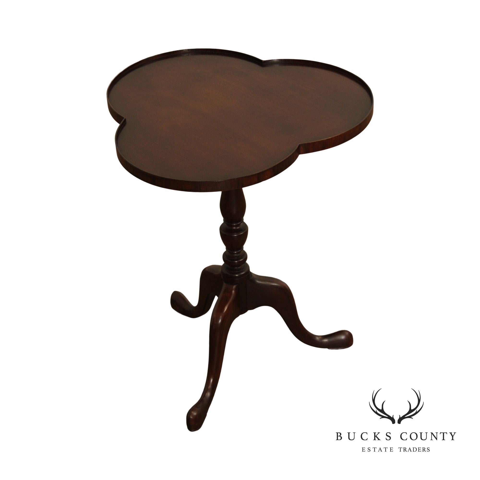 Queen Anne Style Mahogany Trefoil Tea Table