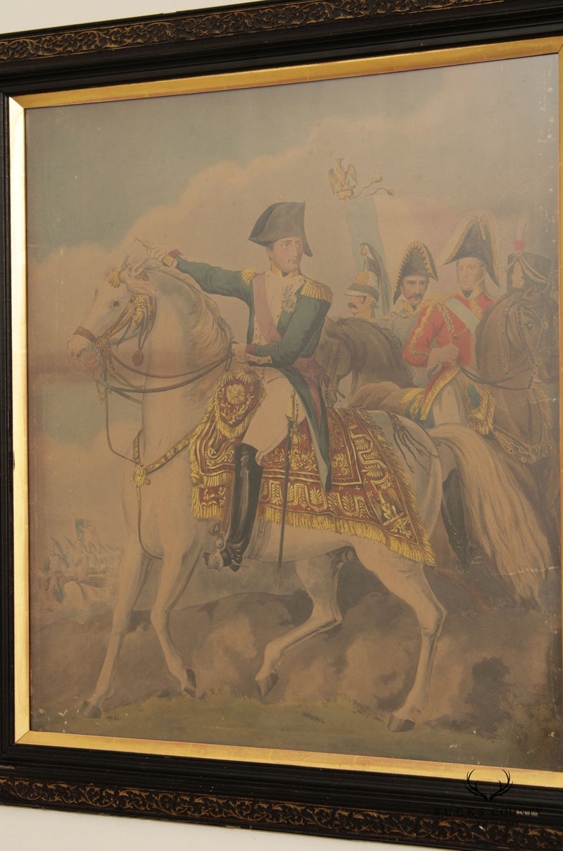 Equestrian Portrait of Napoleon Bonaparte Vintage Lithograph Print, After Charles François Gabriel Levachez