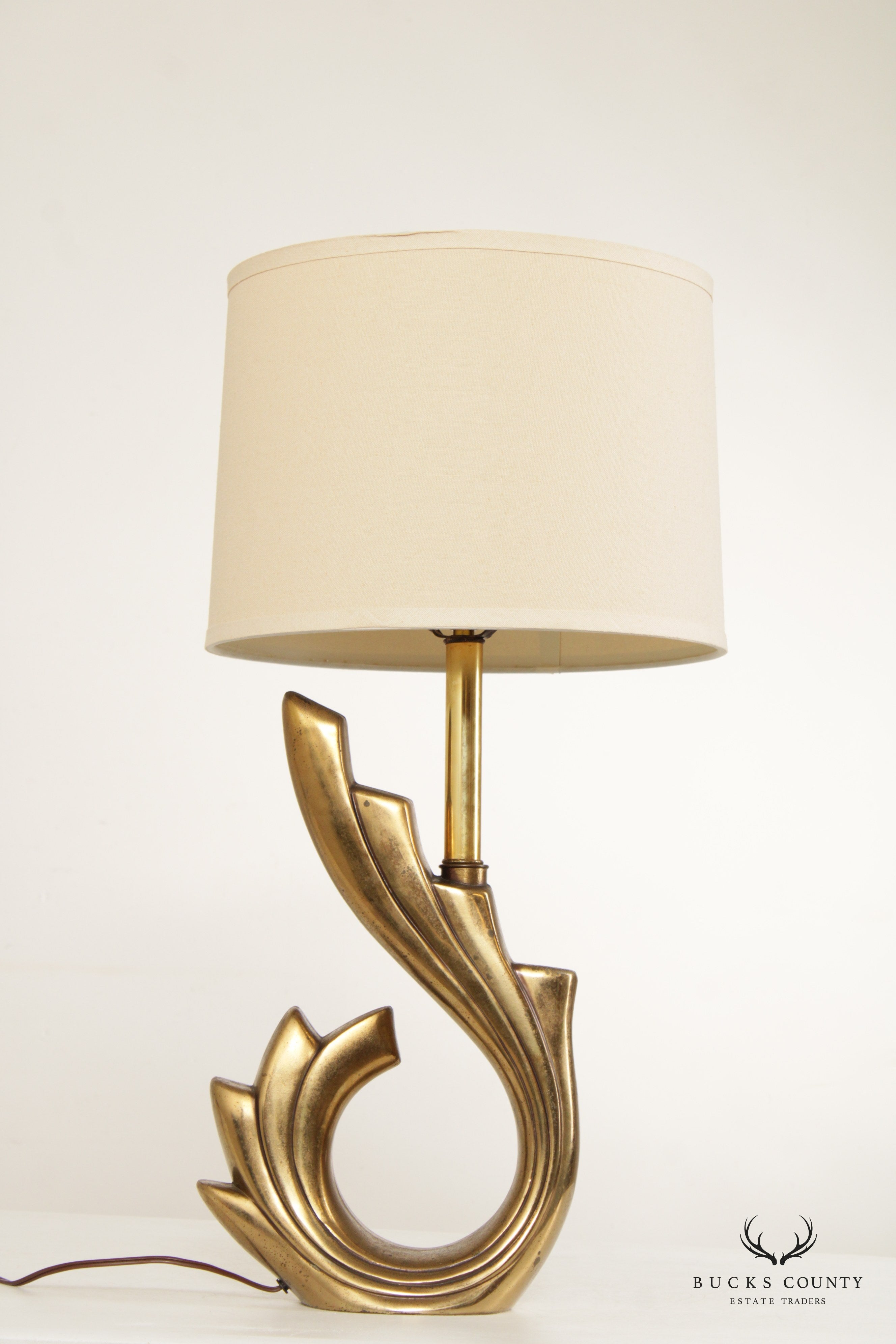 Pierre Cardin Style Pair Modernist Brass Table Lamps