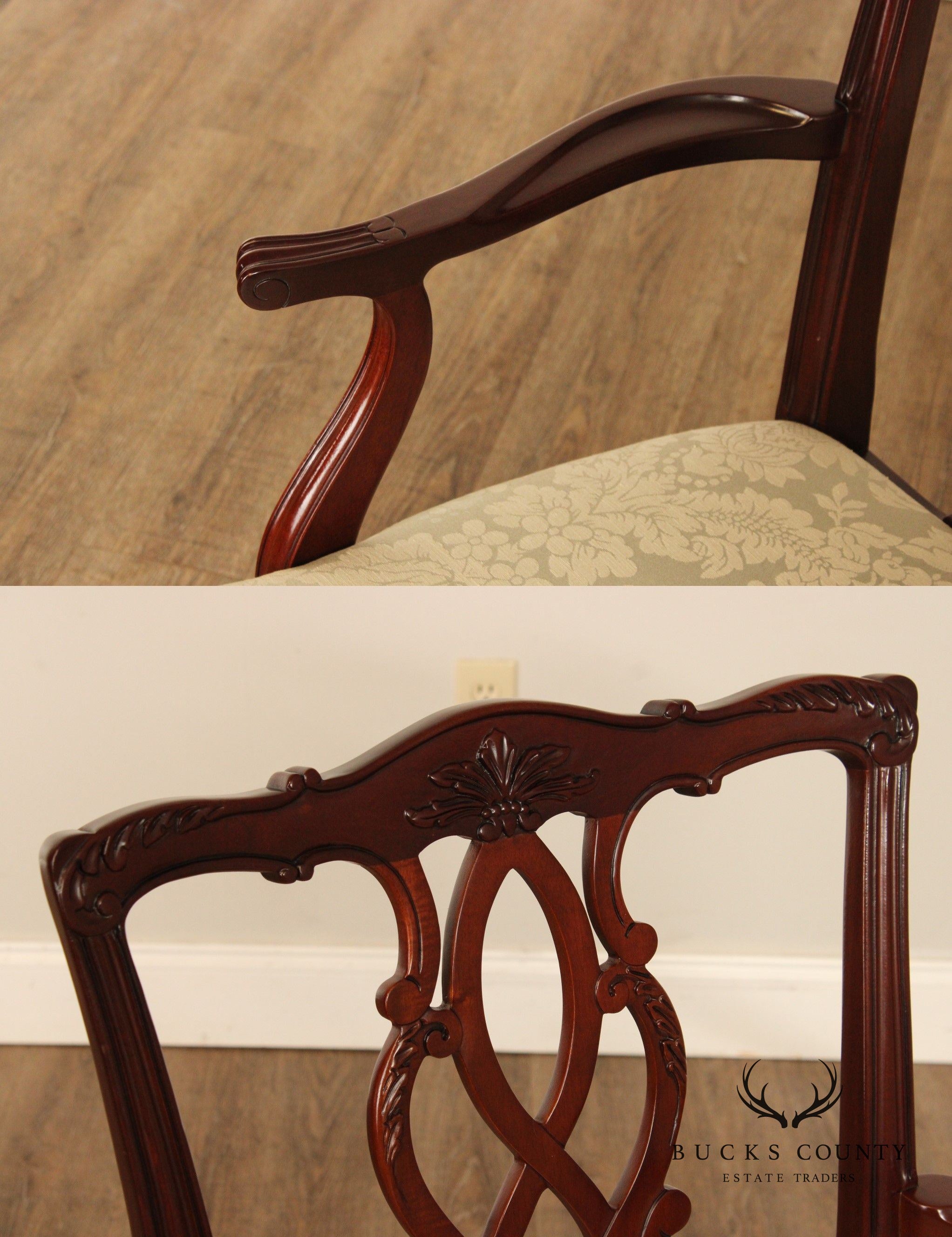 Kindel Chippendale Style Set Six Mahogany Dining Chairs